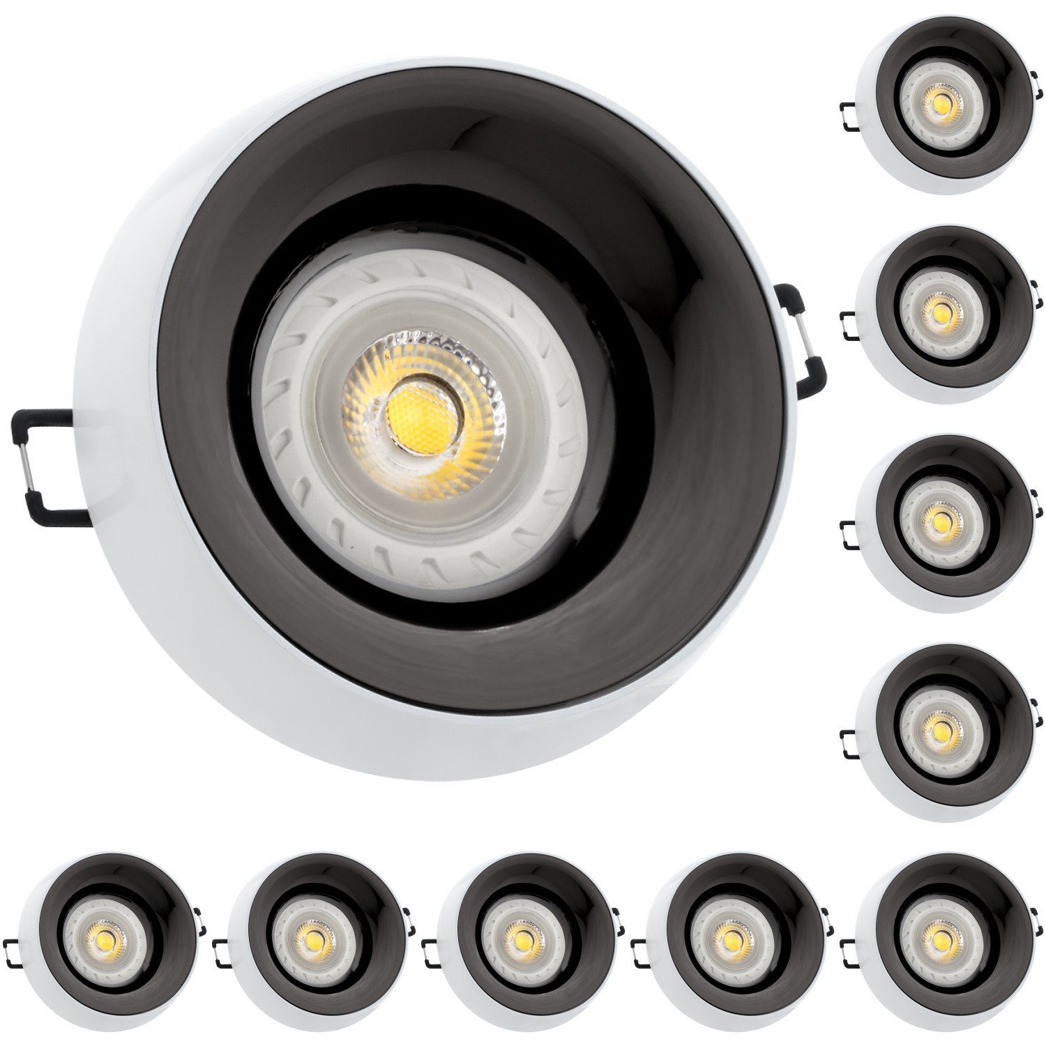 LEDANDO LED Einbaustrahler 10er LED Einbaustrahler Set Weiß mit LED GU10 Markenstrahler von LEDAN
