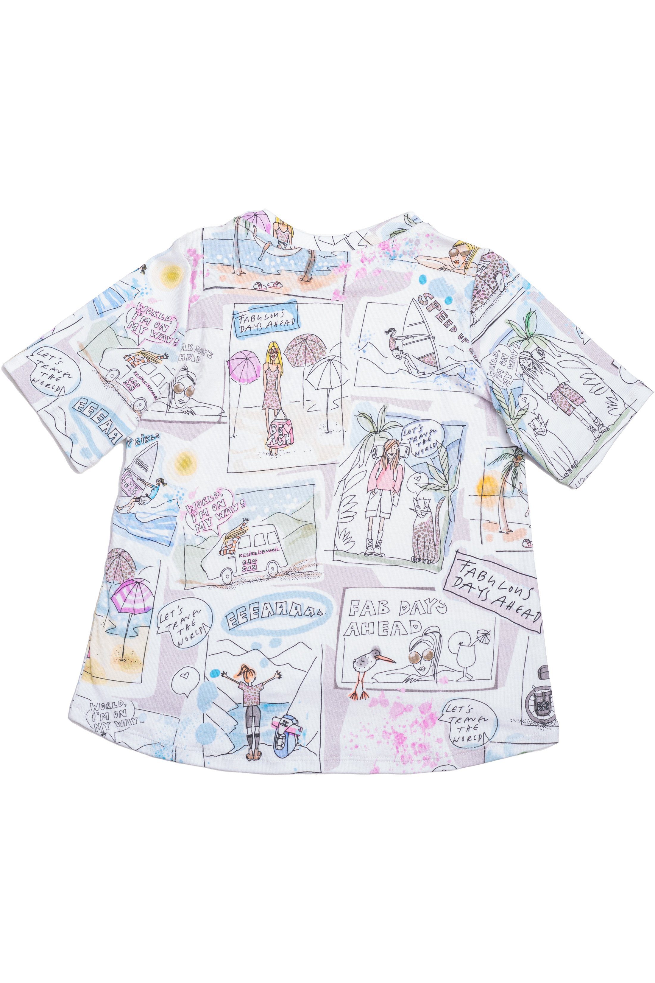 Zimt Comic-Print Grün Rundhalsausschnitt, Holiday, Mädchen T-Shirt Baumwolle aus & T-Shirt