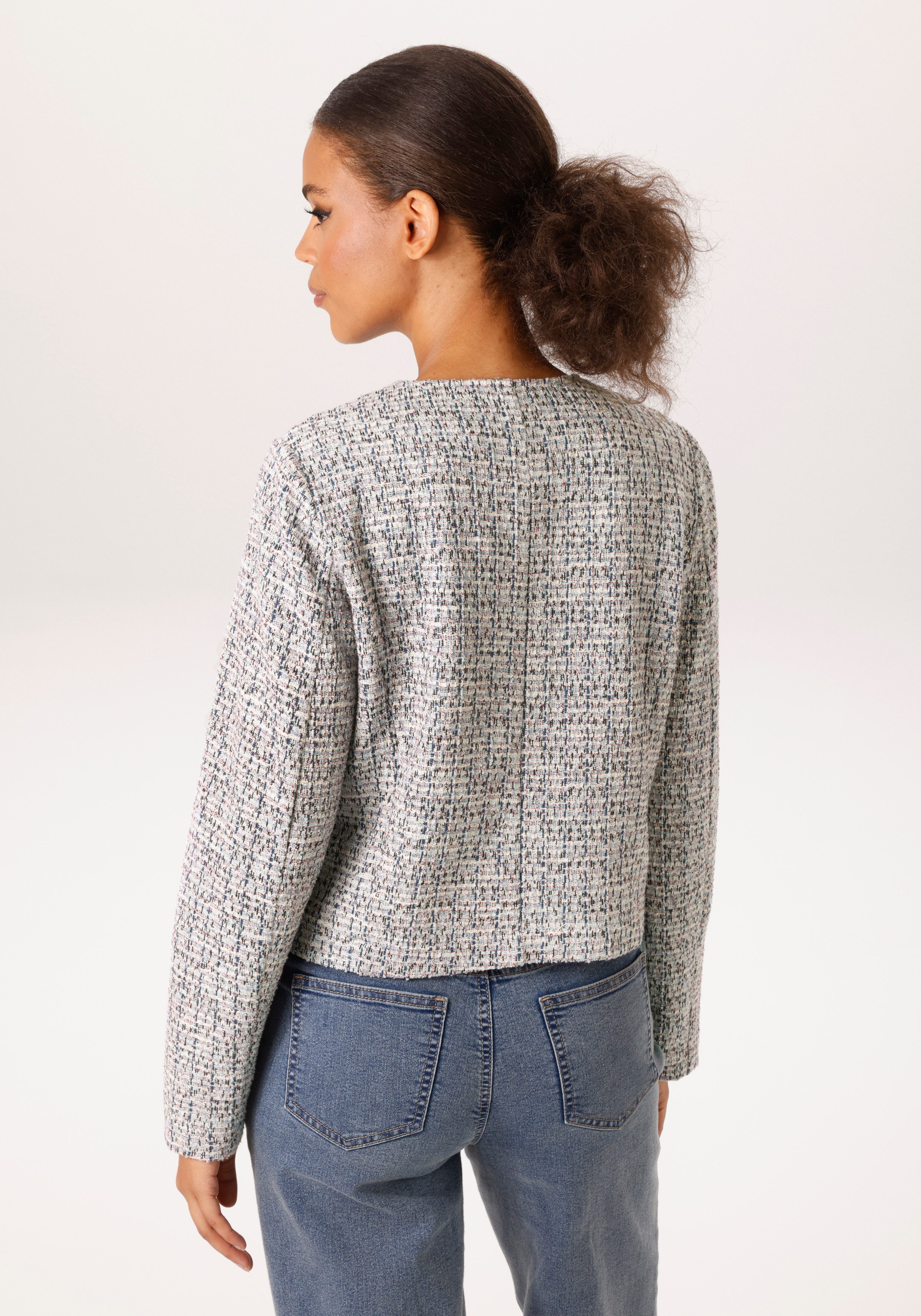 Aniston CASUAL Kurzblazer aus melierter Bouclé-Jacquard-Qualität - NEUE KOLLEKTION