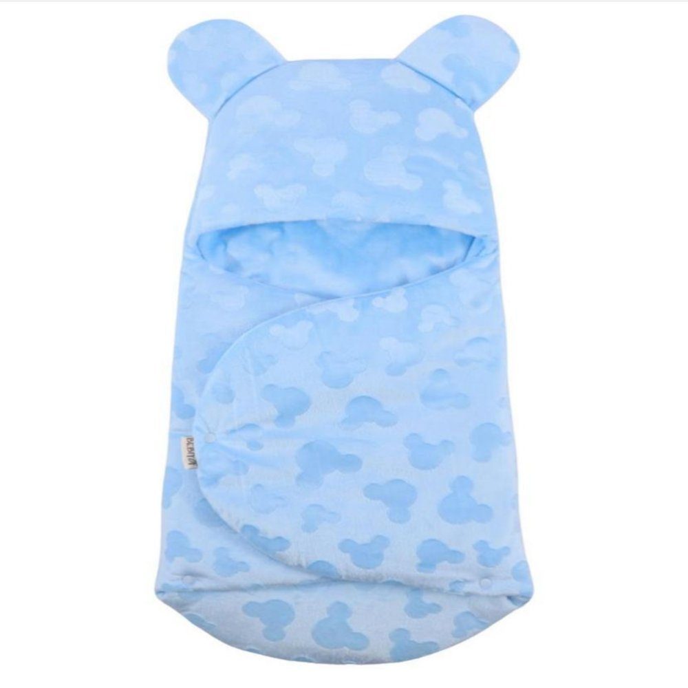 Engelbaby Babyschlafsack Baby Schlafsack Neugeborene 0-3 Monate 100% Polyester (Pack, 1 tlg., Einteiler), mit Motiv und Druckknöpfe 100% Polyester Hellblau