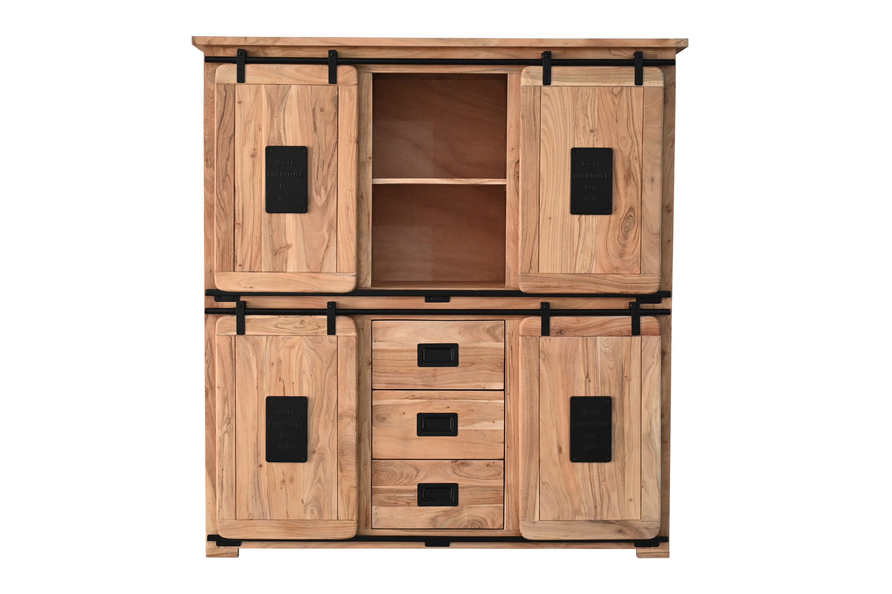 SAM® Highboard Gia, Akazienholz, mit Baumkante oder gerader Kante, Industrial-Design