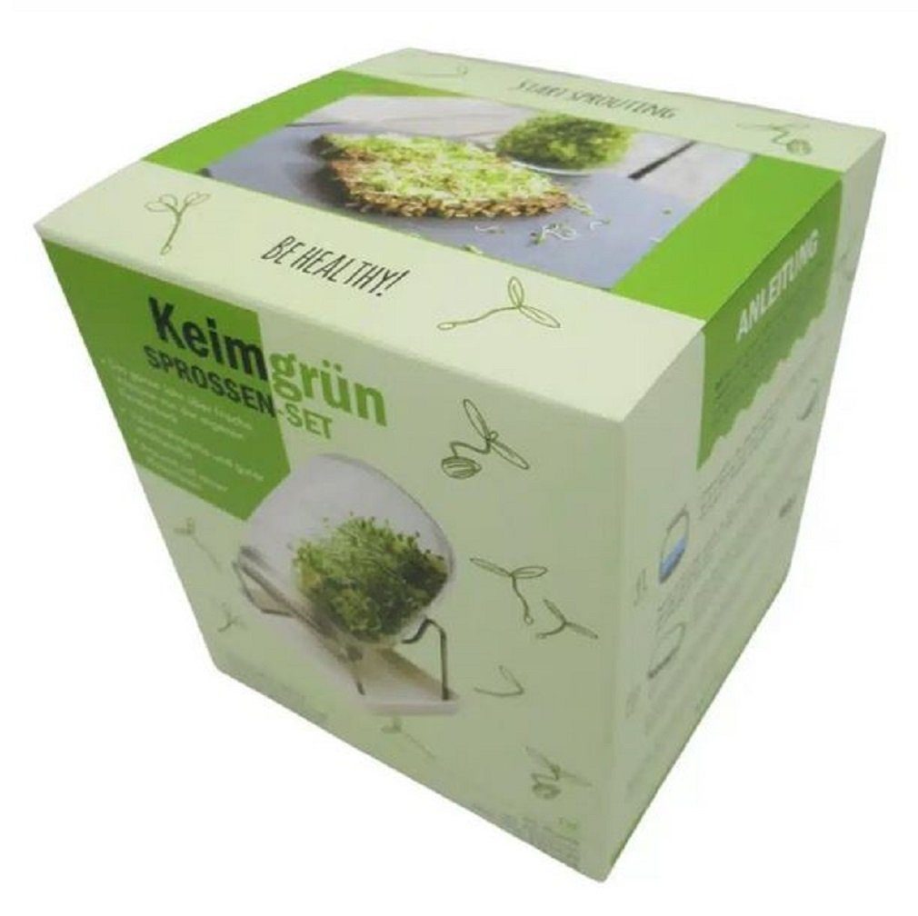 1L Edelstahl Kräutertopf Sprossenglas-Set Keimgrün (1 St)