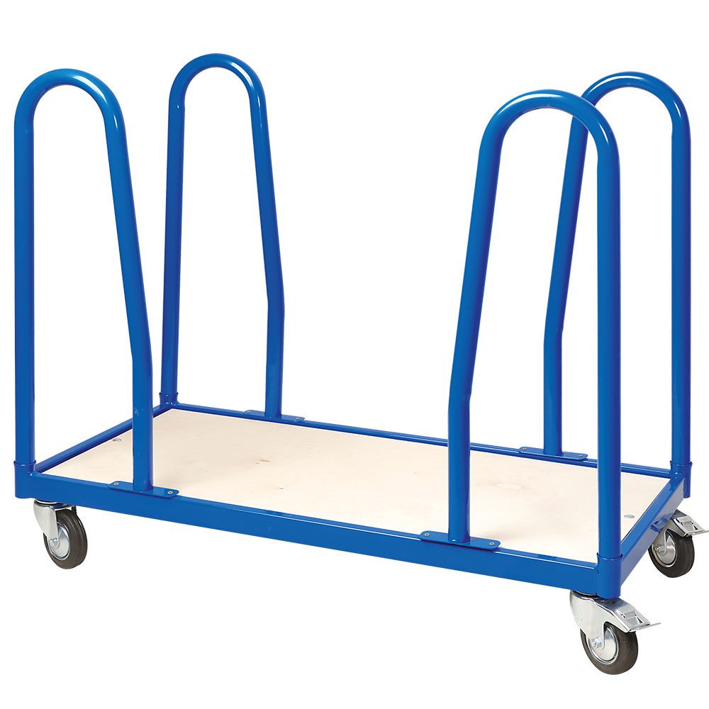 BRB-Lagertechnik Transportwagen Rungenwagen mit 4 Bügeln, LxBxH 1000x500x865 mm, 4 Lenkrollen, Praktischer und preiswerter Rungenwagen für viele Einsatzzwecke