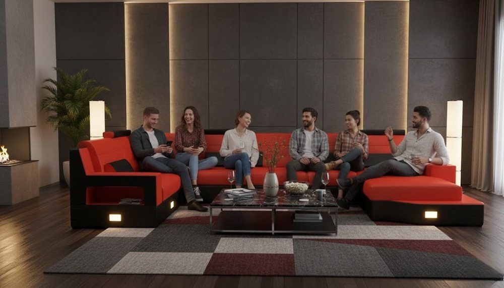 Xlmoebel Wohnlandschaft Ecksofa Ledersofa Schlafsofa Modern inkl. Kissen Sofort, Made in Europa