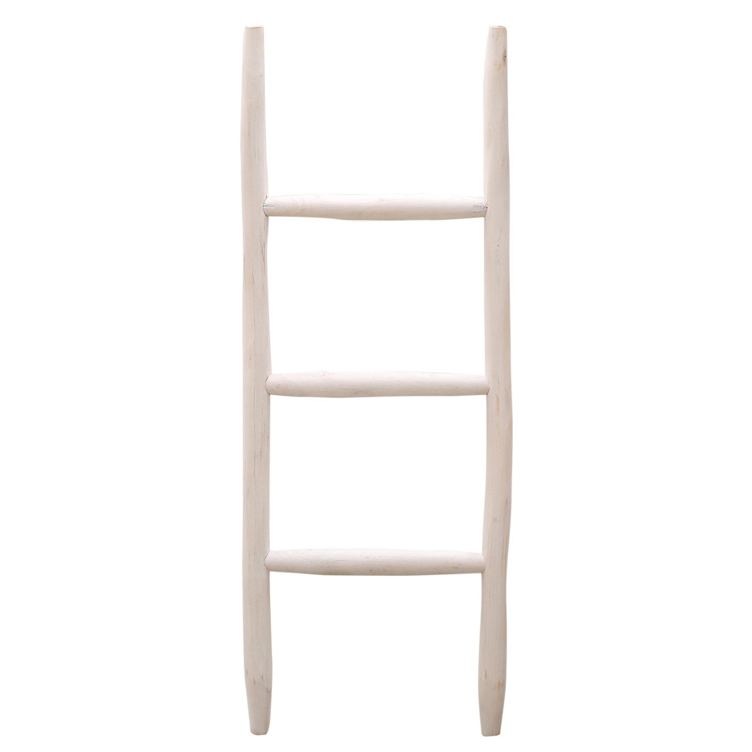 Marrakesch Orient & Mediterran Interior Handtuchhalter Dekoleiter Manoni 92cm – Handgefertigte Deko-Leiter aus Holz Weiß, Handarbeit