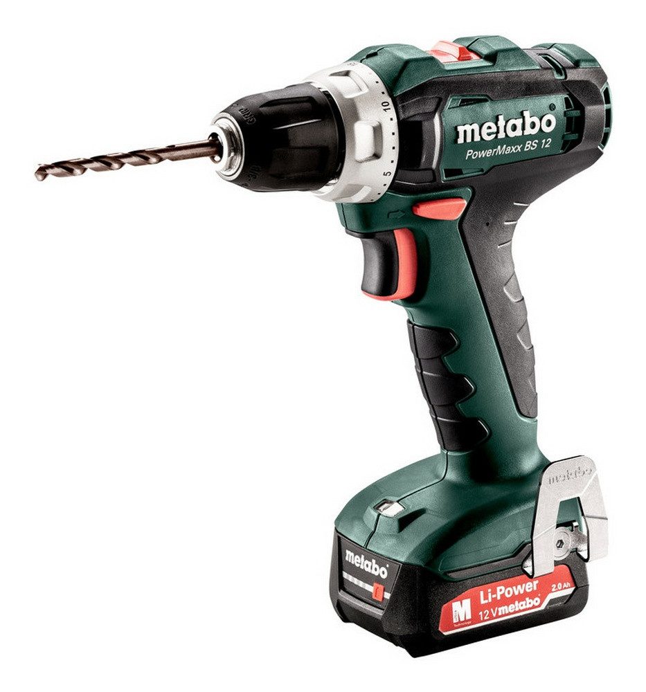 metabo Akku-Bohrschrauber PowerMaxx BS 12, 12 V, Bohrmaschine 2 x 2 Ah Li-Ion im Kunststoffkoffer