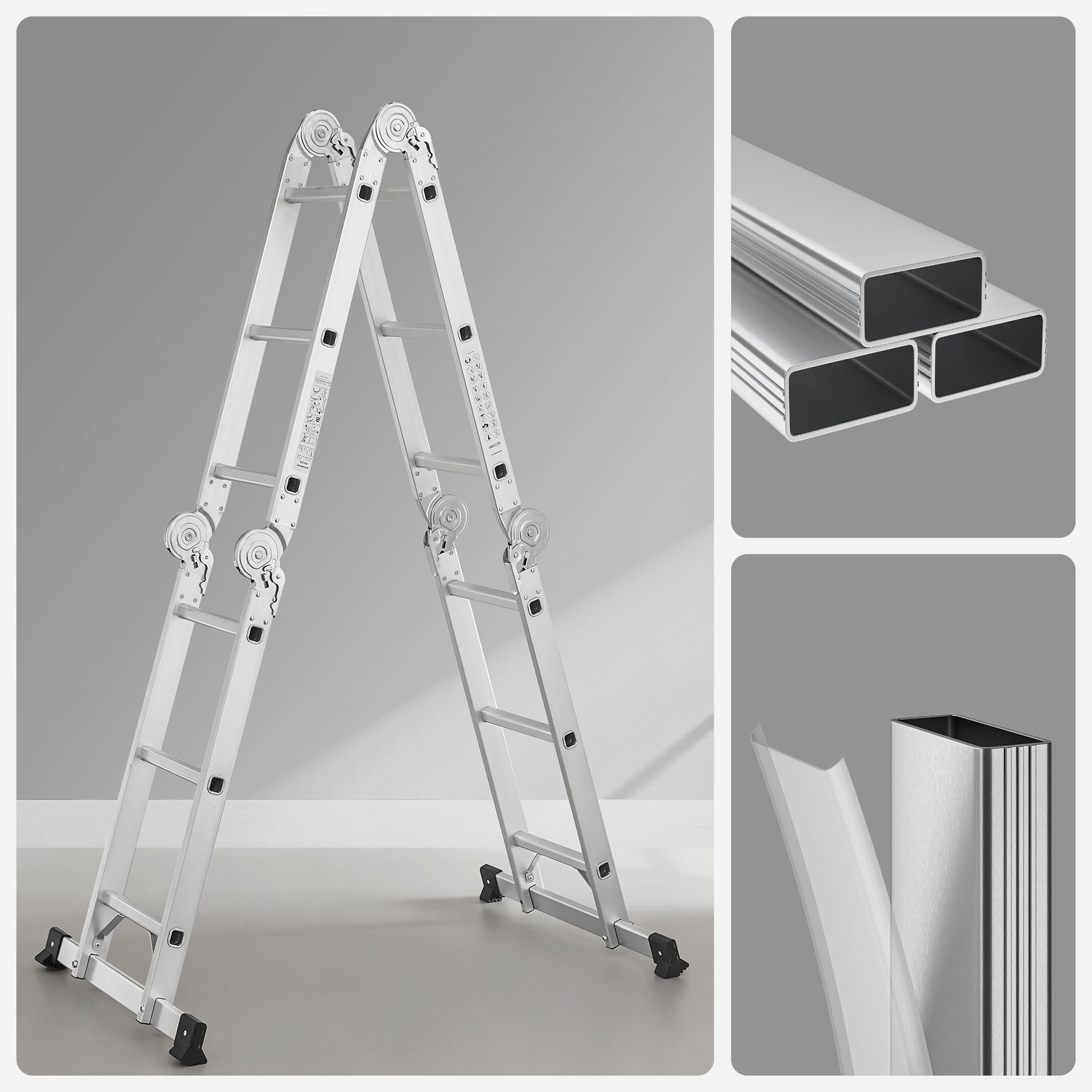 SONGMICS Multi-Purpose Ladder GLT36M, Multi-Purpose Ladder, Step Ladder, Aluminum Ladder, Household Ladder, up to 150 kg