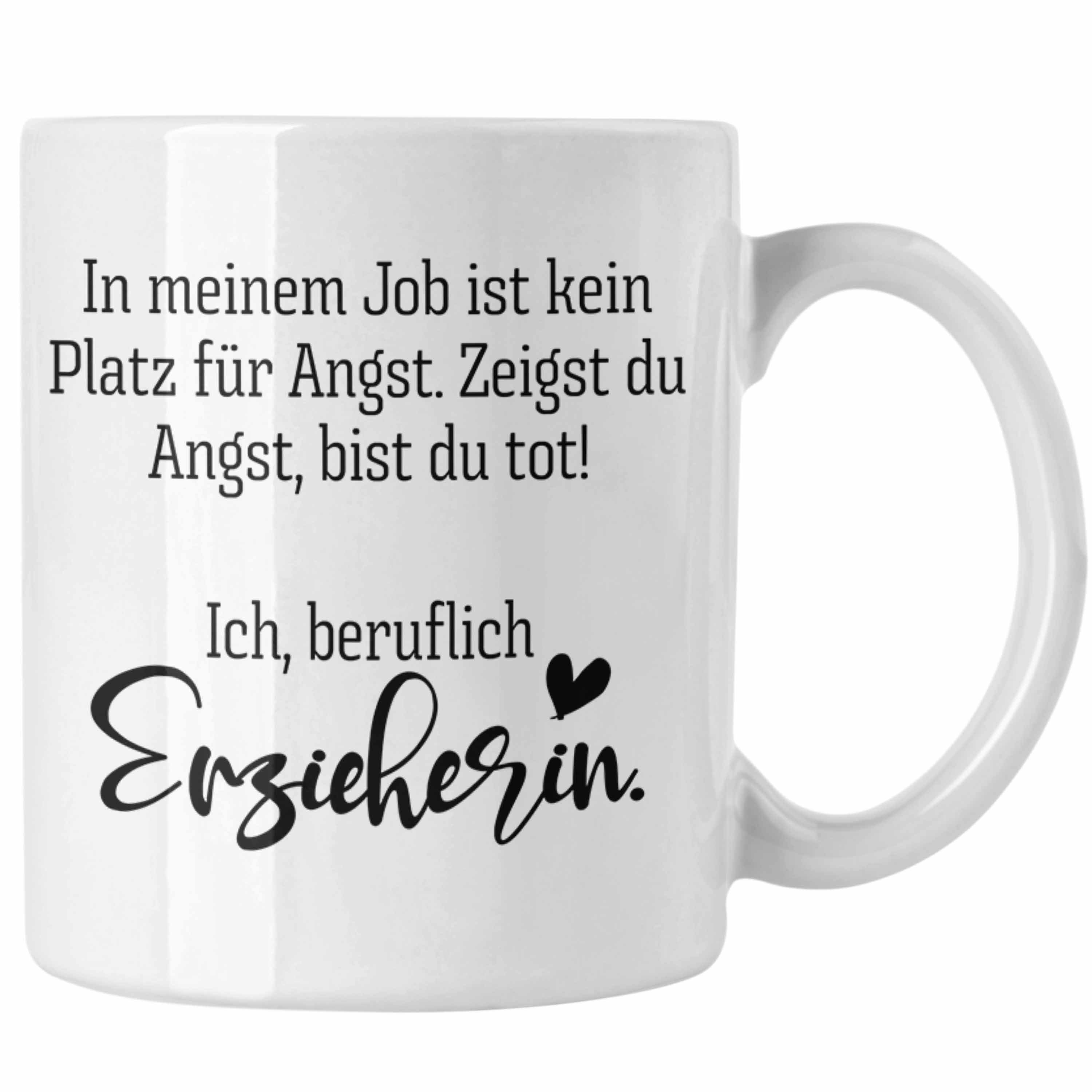 Trendation Tasse Trendation - Erzieherin Tasse Geschenk Abschiedsgeschenk zum Abschied Lustig Geschenke Kaffeetasse Kindergarten Weiss