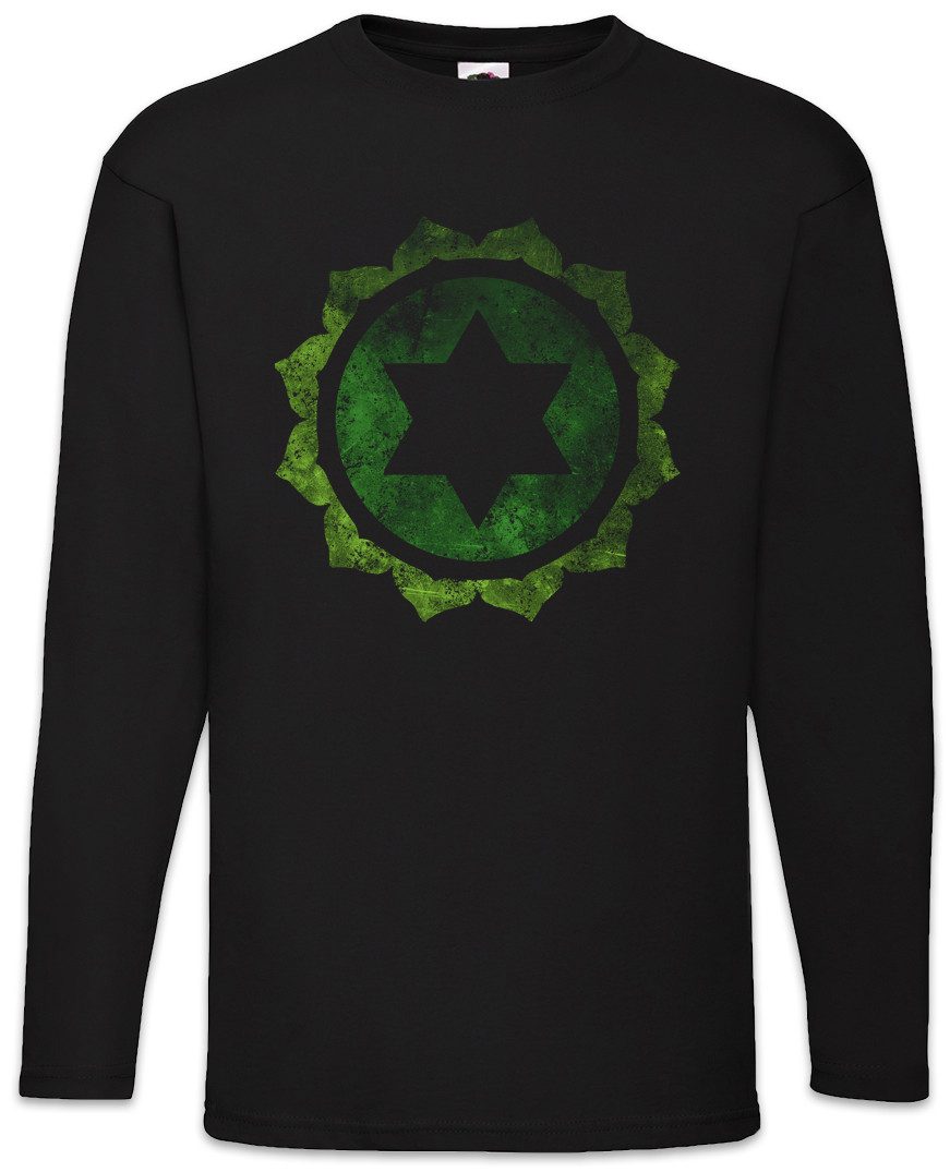 Langarmshirt Chakra Anahata Langarm T-Shirt Herz Herzchakra zwölf Blätter Mystik