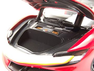 Bburago Modellauto Ferrari SF90 Stradale Assetto Fiorano rot schwarz Modellauto 1:18, Maßstab 1:18