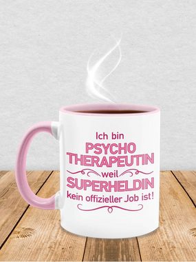 Shirtracer Tasse Ich bin Psychotherapeutin weil Superheldin kein offizieller Job ist, Keramik, Kaffeetasse Job Geschenk