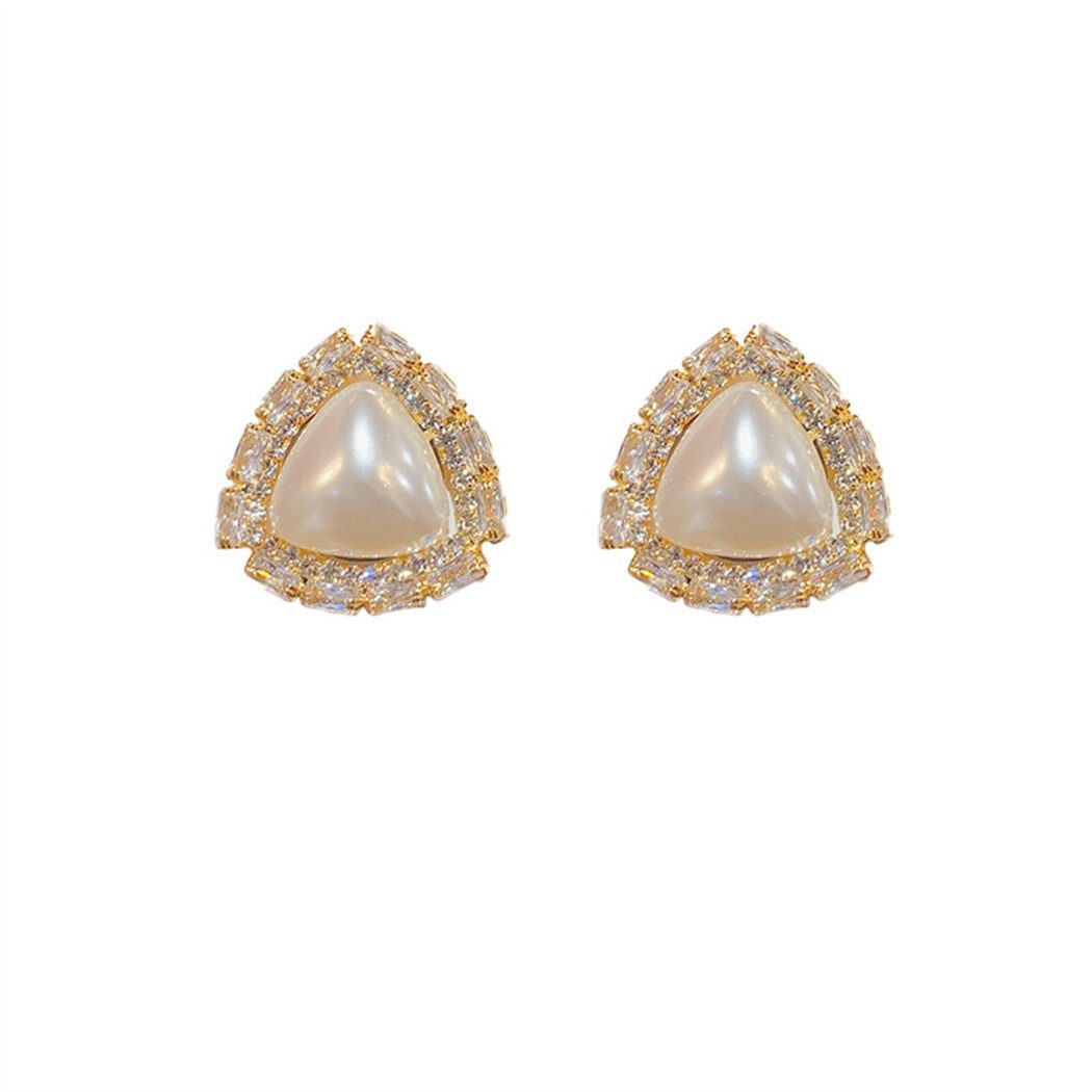 Damen Geometrische DAYUT Zirkonia Ohrring-Set Ohrringe Faux Dreieck Perle Retro Mode (1-tlg)
