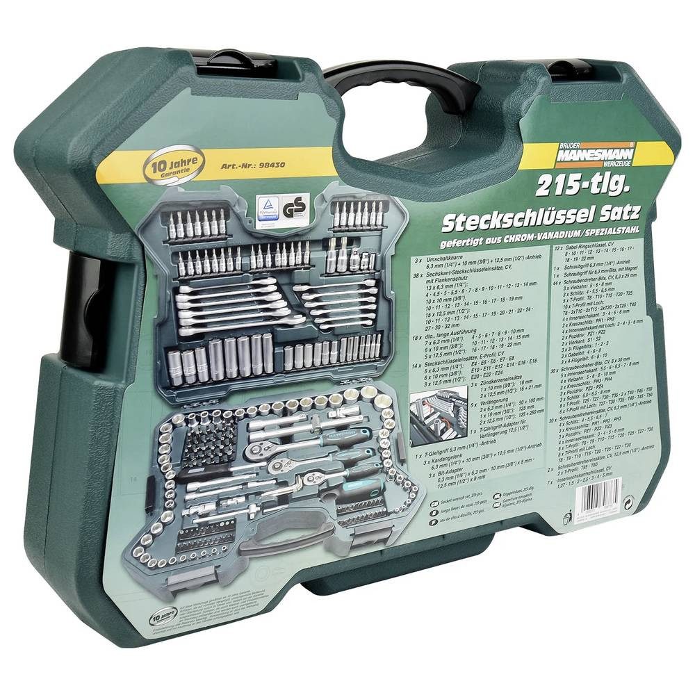 Brüder Mannesmann Werkzeuge Steckschlüssel Steckschlüsselsatz, 1/4″ Zoll, 3/8″″ und 1/2″ Zoll M98430 – Bild 3 von 5