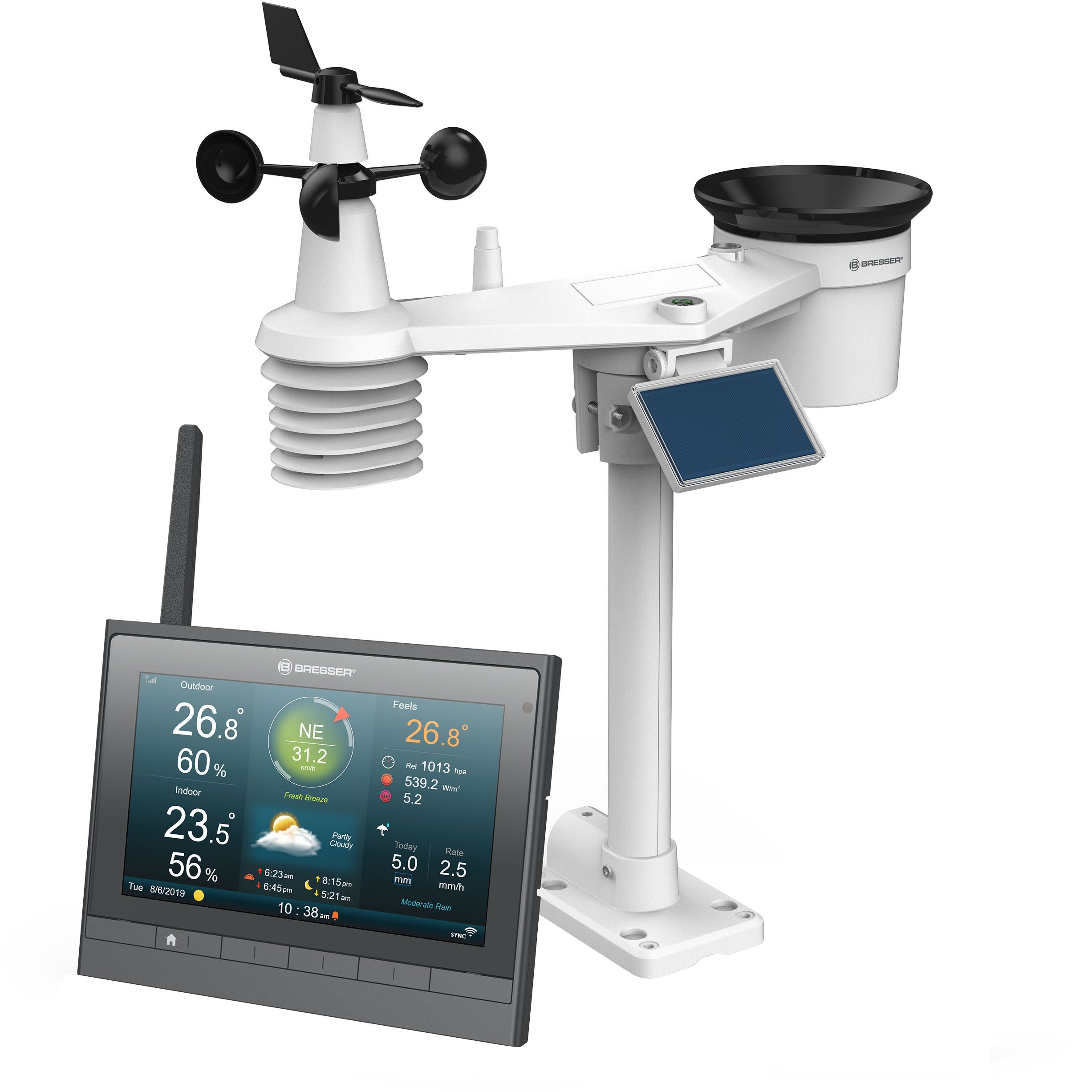 Wetterstation BRESSER MeteoChamp HD WLAN-Wetterstation 7-in-1 mit verschiedenen Anz…