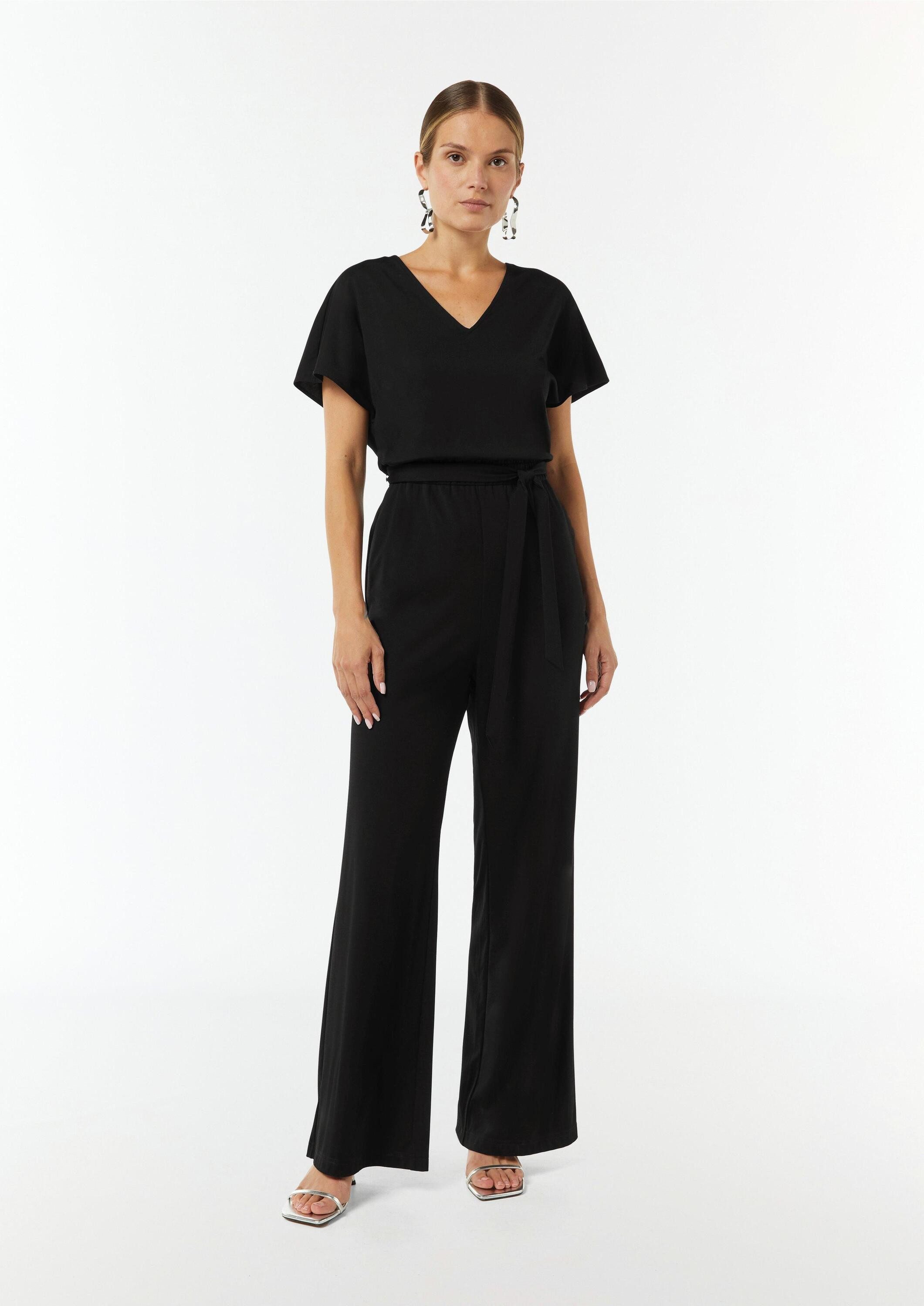 comma Jumpsuit Overall Jersey-Overall mit Taillengürtel im Loose Fit