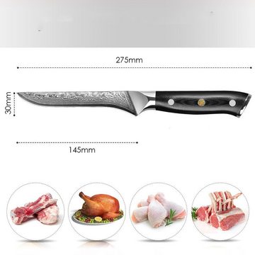 KEENZO Damastmesser Ausbeinmesser Filetiermesser für Fisch & Fleisch Damaststahl