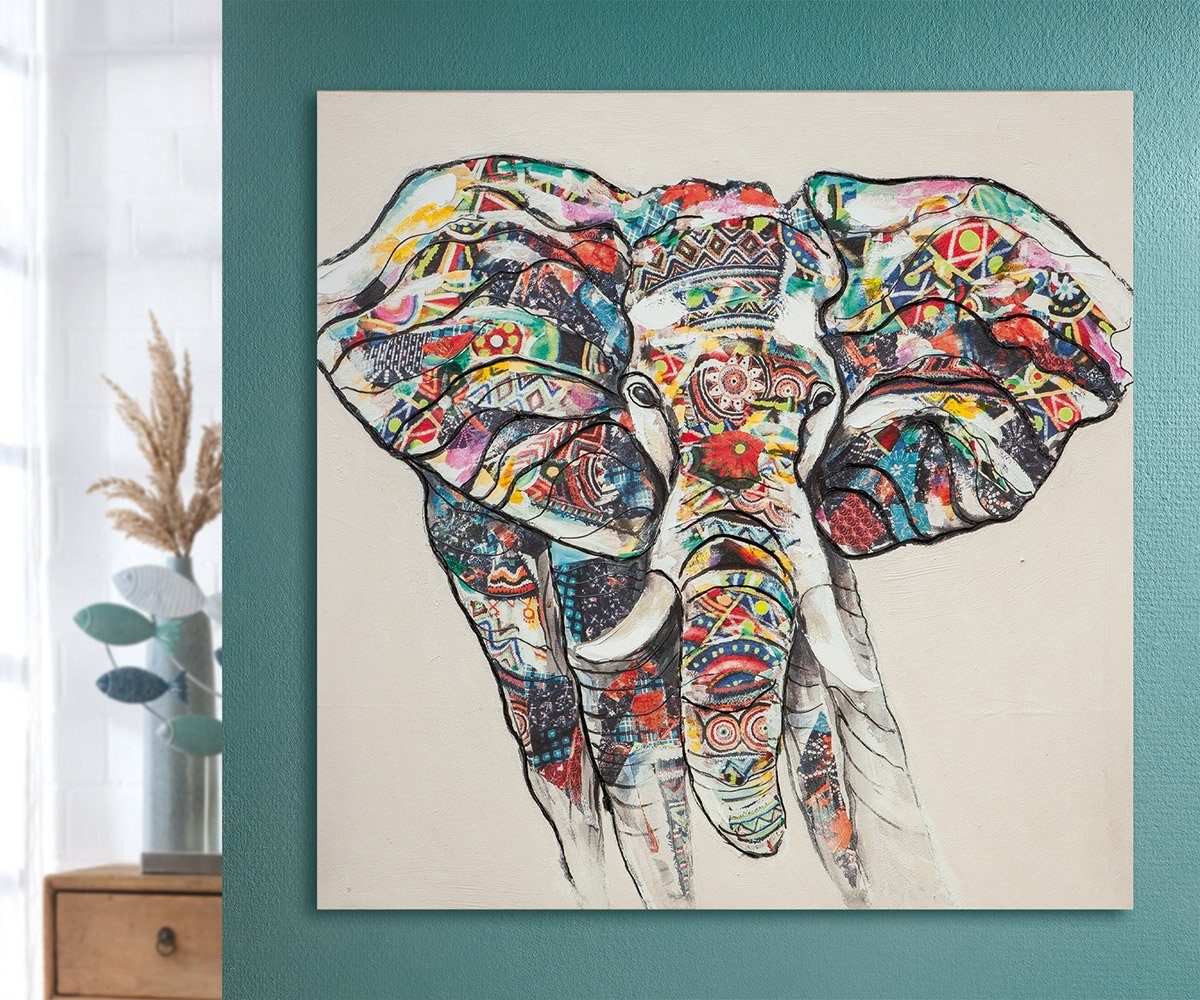 Elefant 100cm GILDE H. x GILDE - 100cm Bild mehrfarbig Bild B. - Bunter
