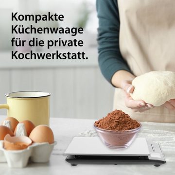 ADE Küchenwaage Kompaktwaage mit LCD-Display spart Platz in der Küche, äußerst präzises Wiegen mit 1g-Schritten bis 5kg