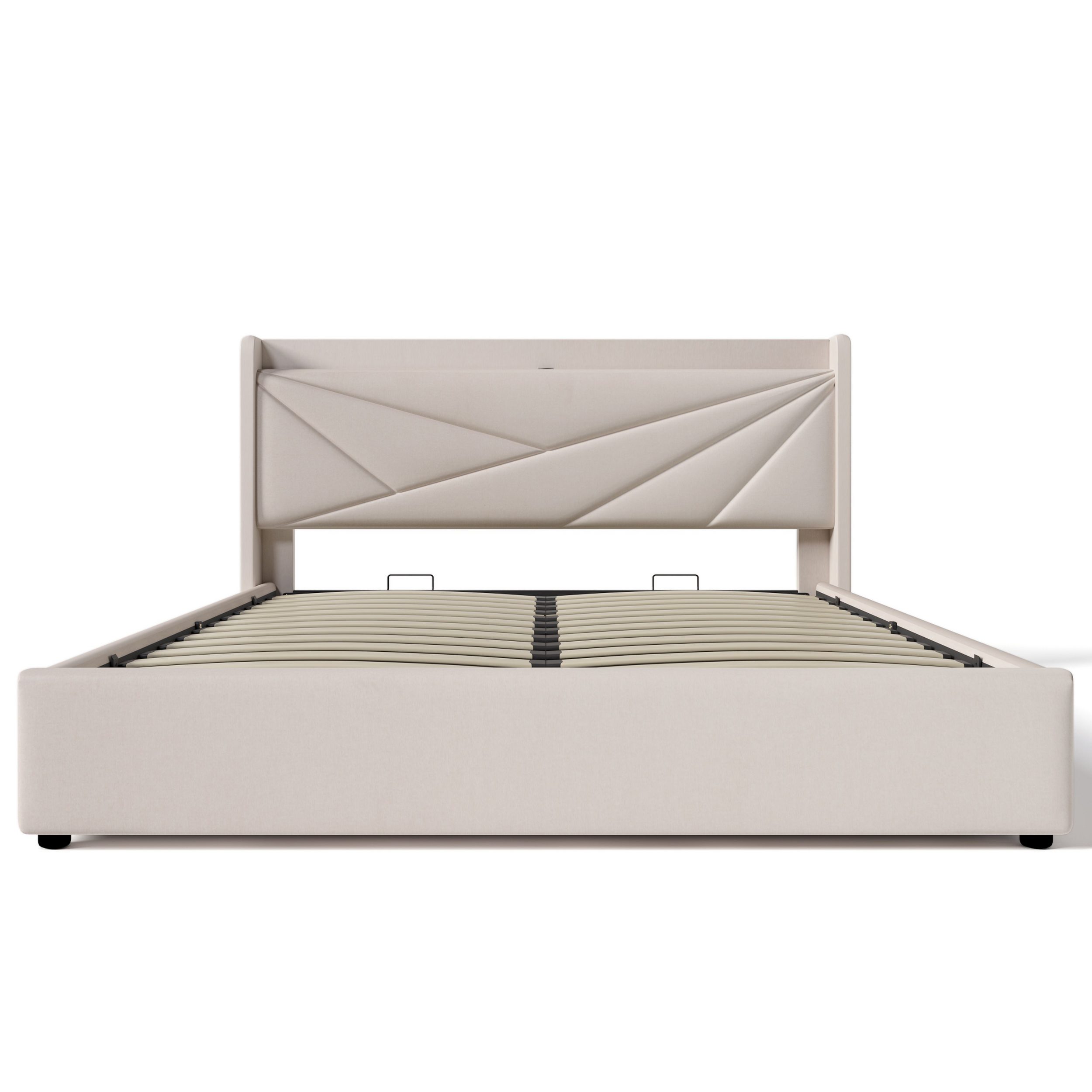BLINGBIN Polsterbett Stauraumbett Jugendbett 160x200 cm Beige