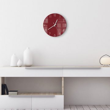 DEQORI Wanduhr 'Unifarben - Dunkelrot' (Glas Glasuhr modern Wand Uhr Design Küchenuhr)