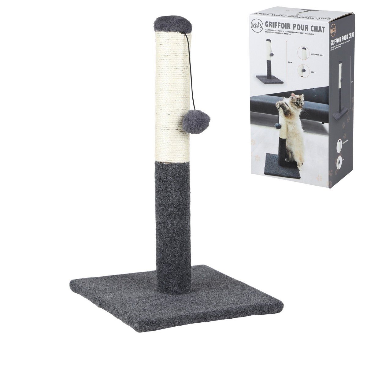 Kats Kratzbaum Kratzbaum Katzen Kratz-Baum Katzenbaum, Pfosten mit Spielbommel, zum Teil aus Sisal