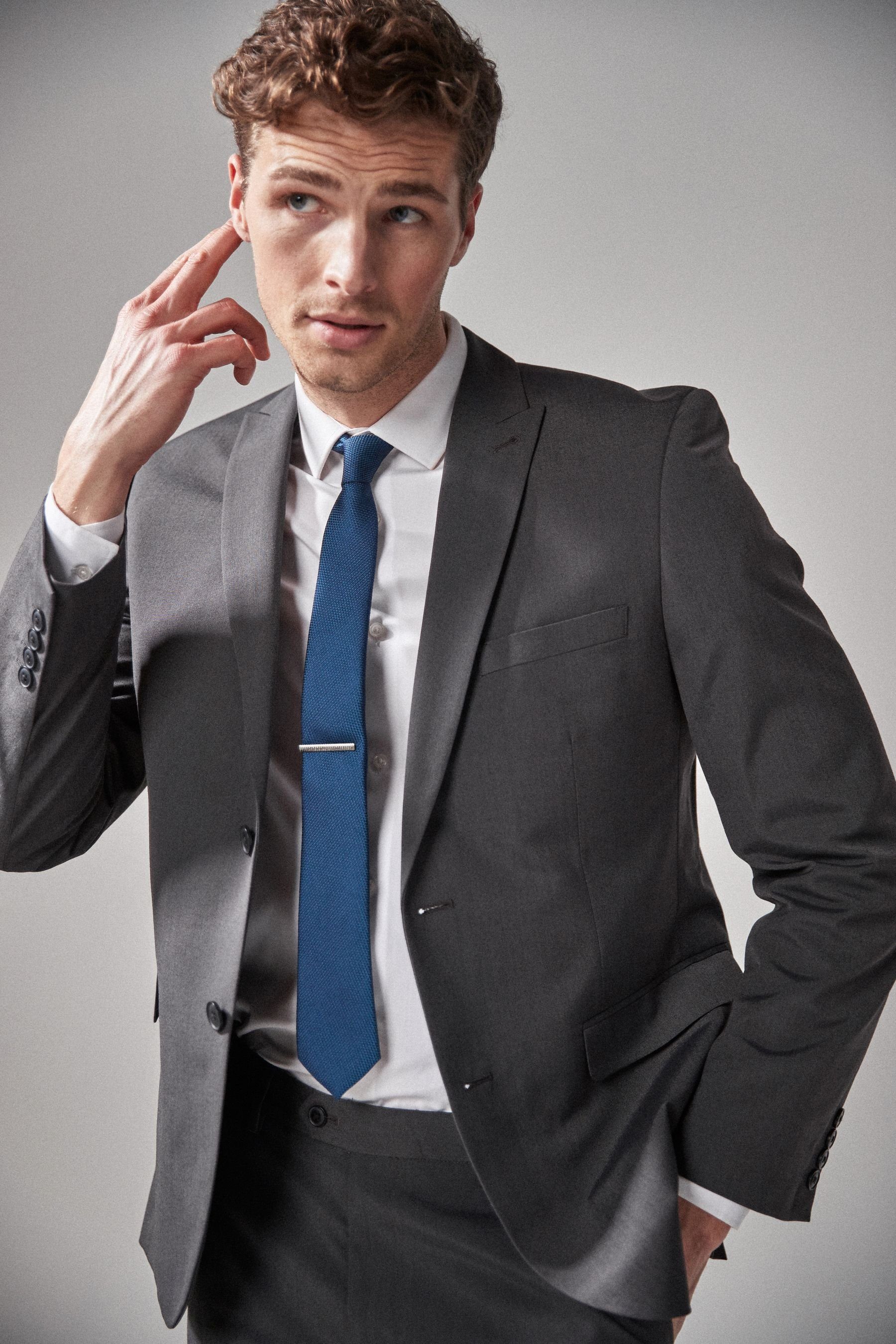 Next Baukastensakko Anzug mit zwei Knöpfen: Tailored Fit Jacke (1-tlg) Charcoal Grey