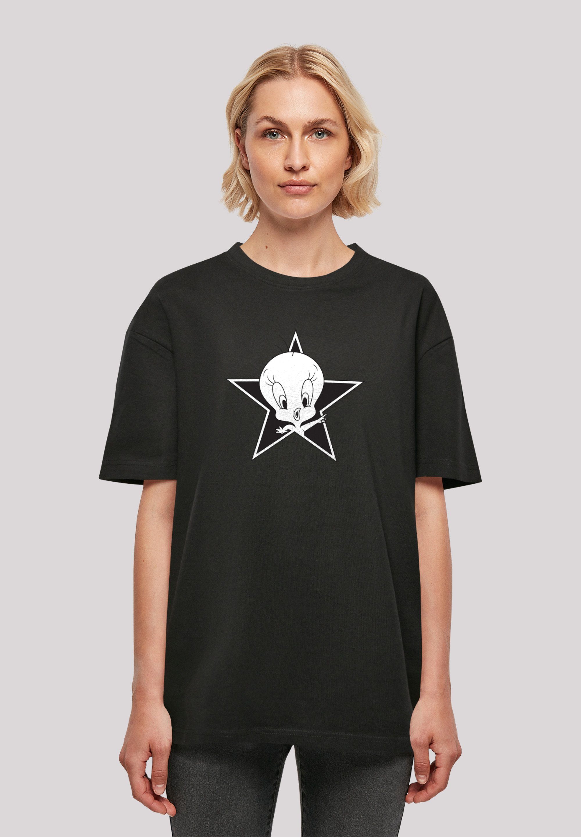 F4NT4STIC Oversized (1-tlg) Kurzarmshirt Looney Tweetie black Ladies with Tee Damen Tunes Boyfriend