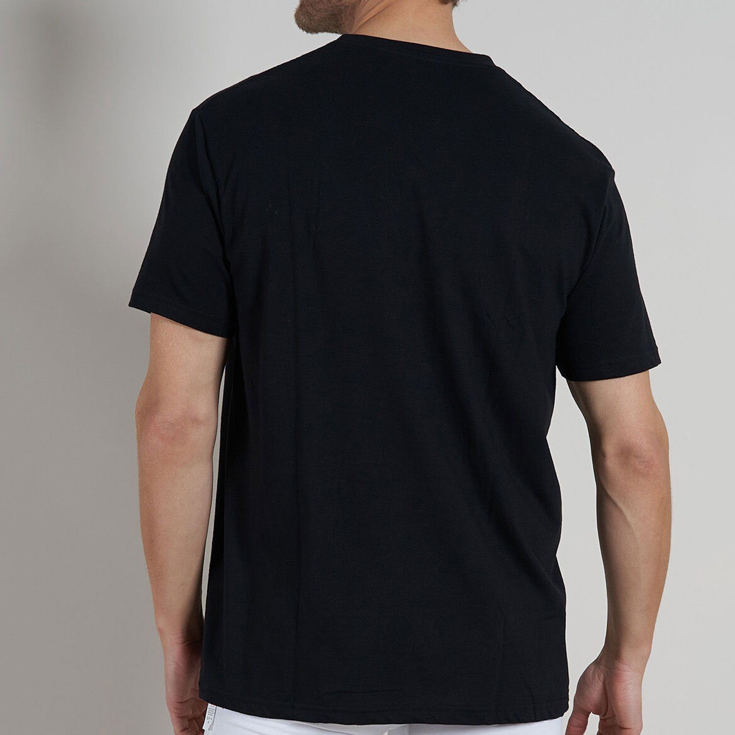 T-Shirt Schwarz CECEBA (2-tlg) Baumwolle, Maverick V-Ausschnitt, im 2er kurzarm, Pack