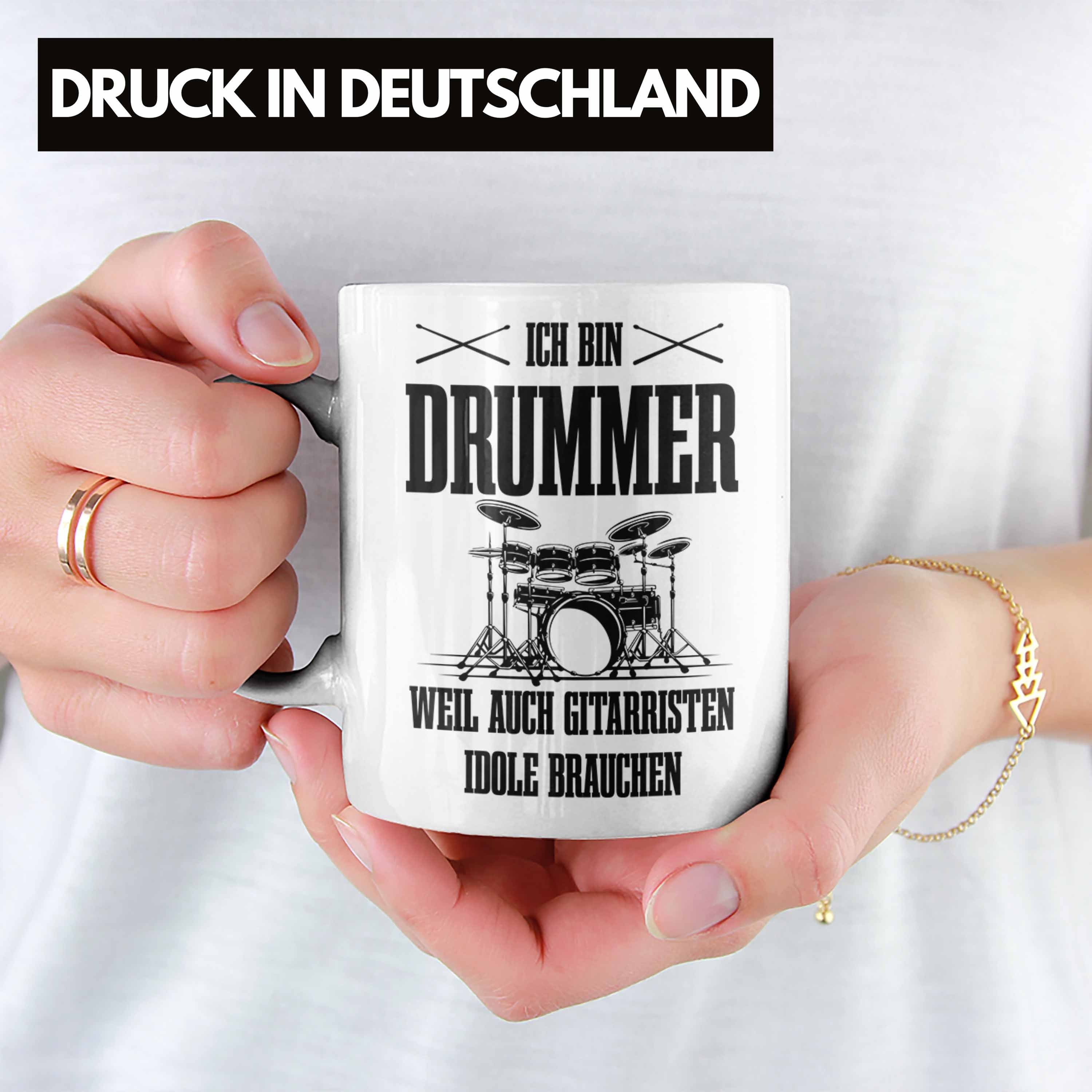Trendation Tasse Drummer Tasse Geschenkidee Weil Geschenk Spruch Auc Schlagzeugspieler Weiss