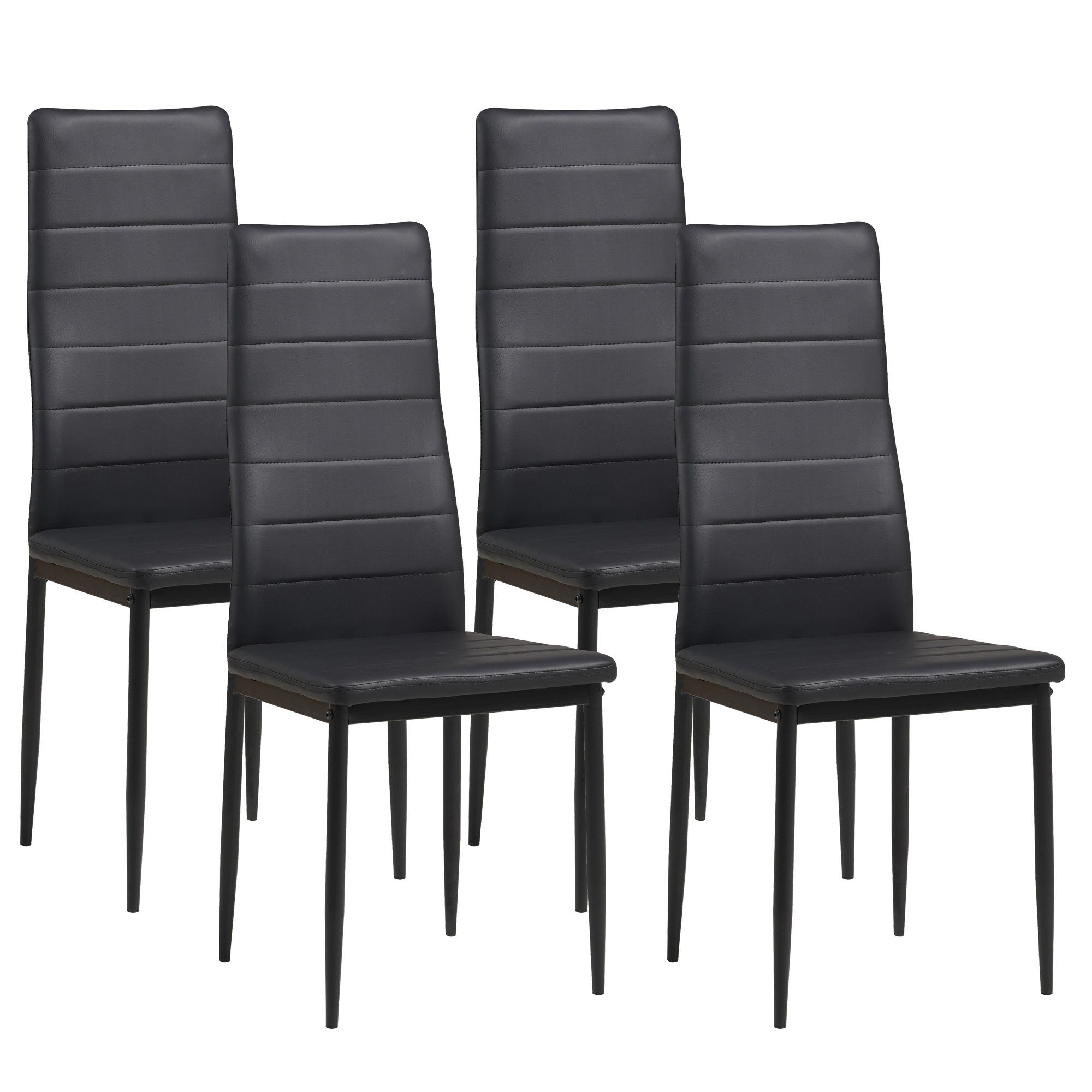 Esszimmerstuhl Esszimmerstühle MILANO 4er Set schwarz Kunstleder Modern