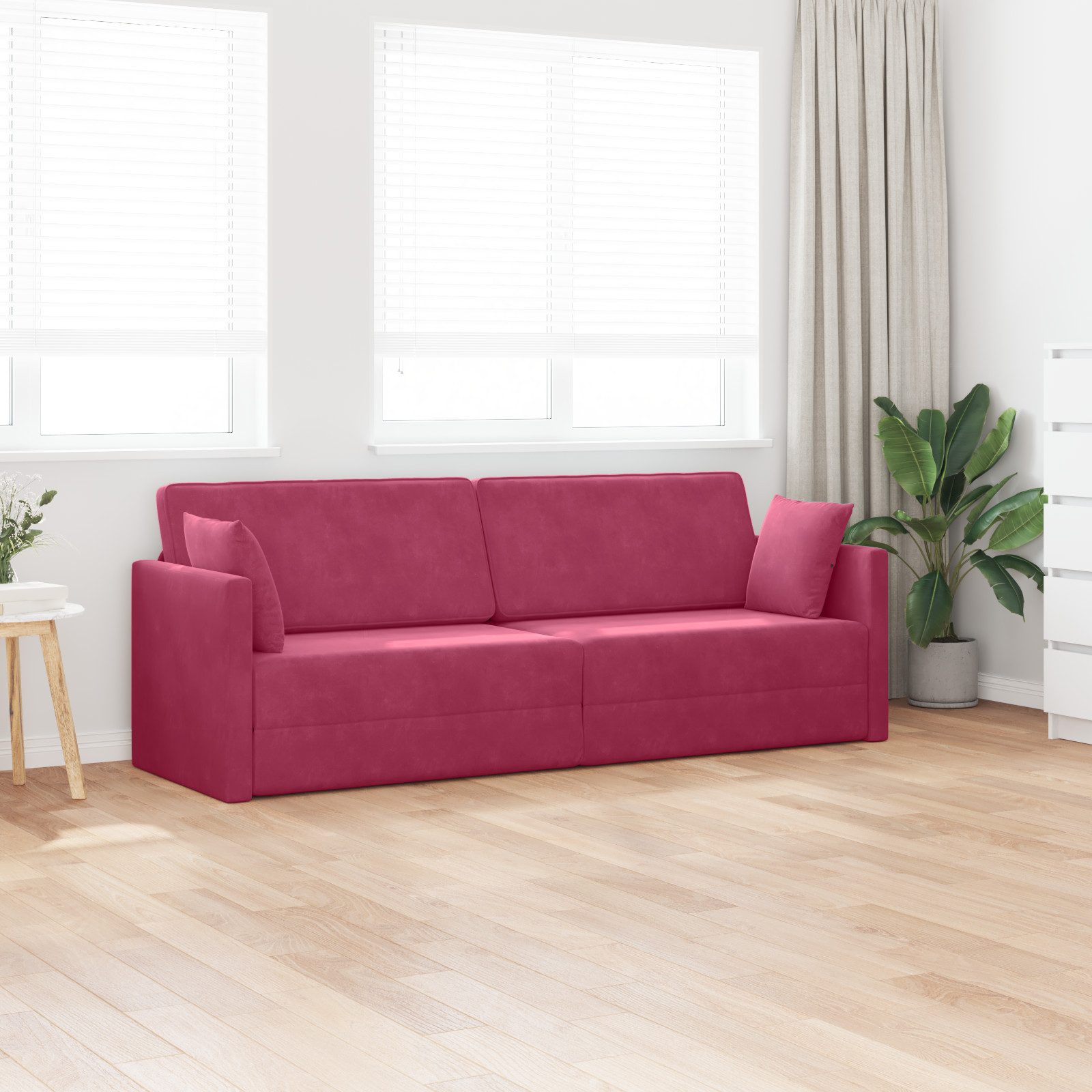 vidaXL Sofa Boden-Sofa-Bett 2-in-1 Weinrot 213x144x60 günstig online kaufen