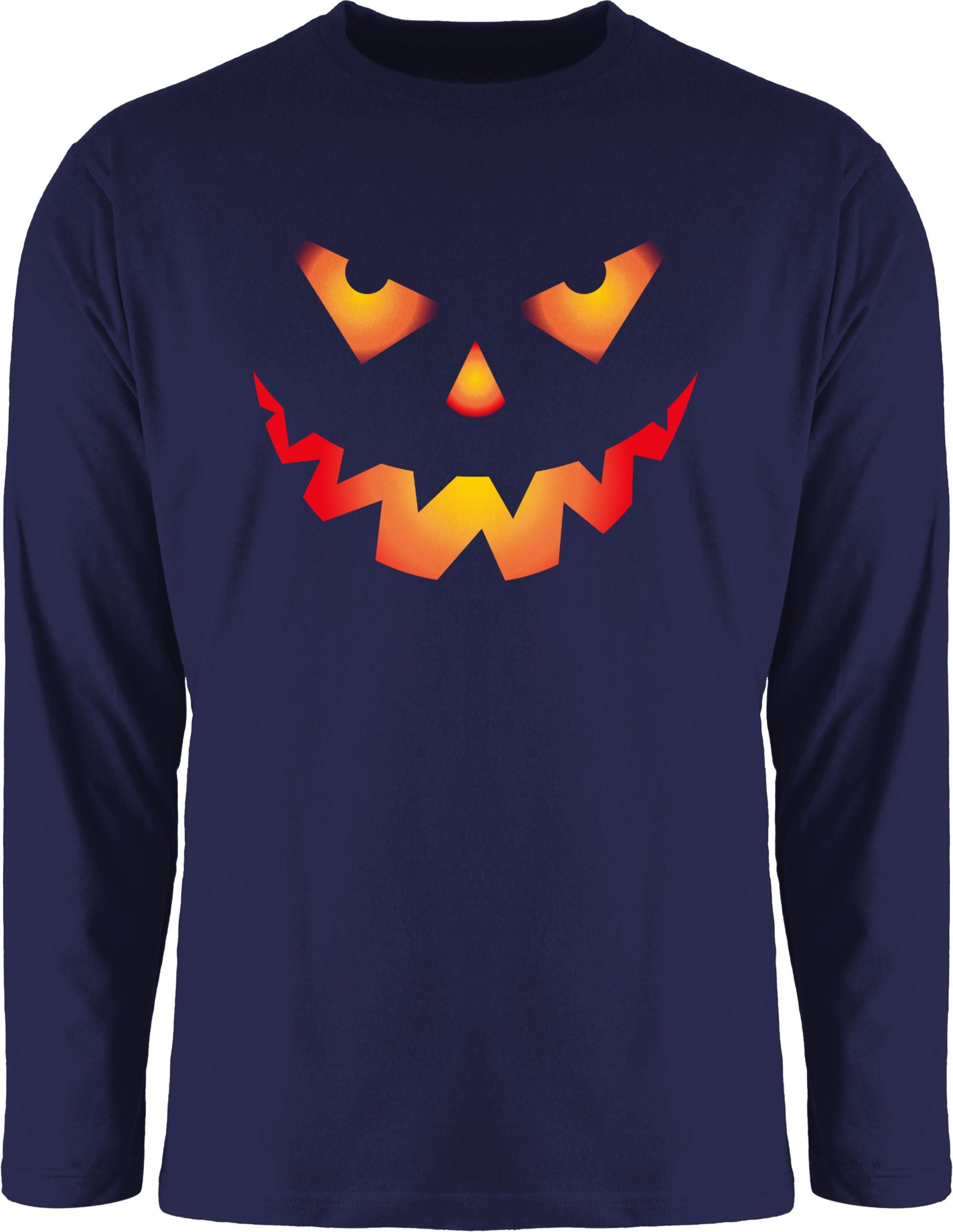 Shirtracer Rundhalsshirt Halloween Kürbis Gesicht Gruseliger Kürbisgesicht Gruselig Böse Halloween Kostüme Herren