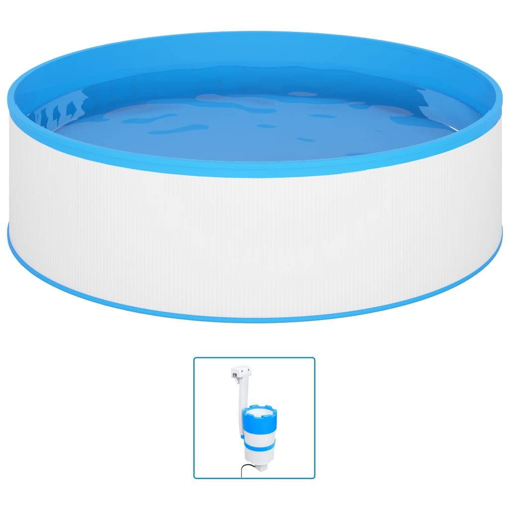 vidaXL Pool, Planschbecken mit Einhängeskimmer und Pumpe 350x90 cm Weiß