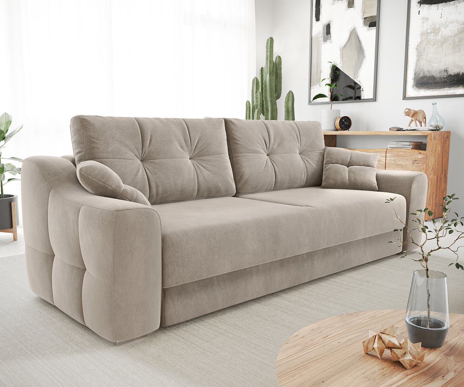 Beige cm 240x100 DELIFE Schlafsofa Schlafsofa Narin, Mikrofaser