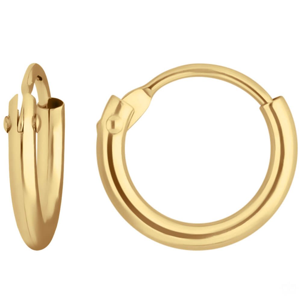 Schmuck Krone Paar Creolen Paar Creolen rund klein & fein aus 585 Gelbgold 9x1,3mm, Gold 585