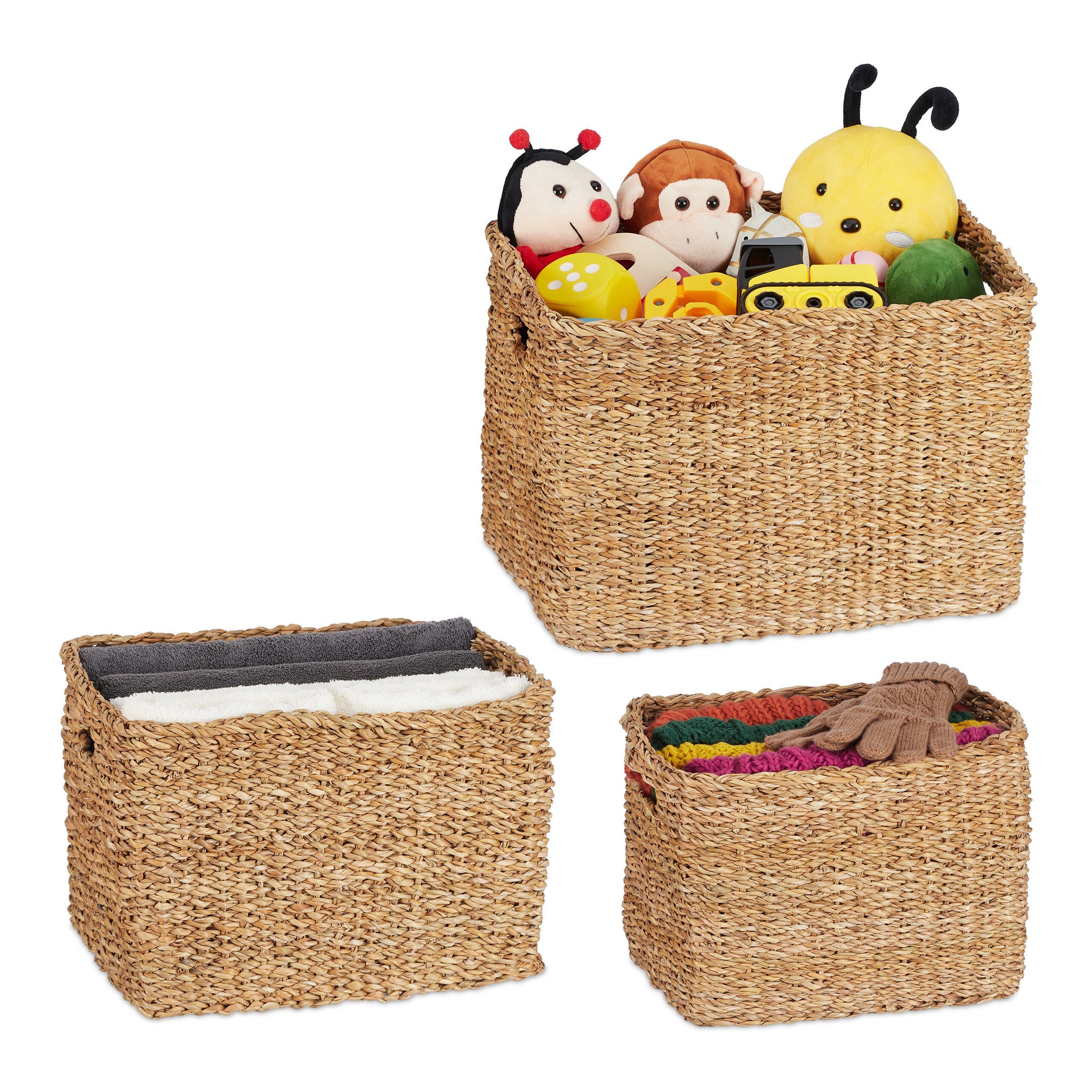 Aufbewahrungskorb 3tlg. Aufbewahrungskorb Set aus Seegras