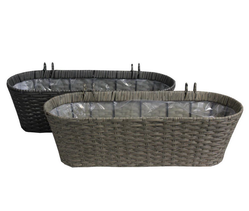 Kynast Garden Blumenkasten Blumenbehälter Pflanzkübel Rattan mit Halterung (1 St., Größe (B xT x H): 50 x 19 x 15 cm (mit Gestell), zum Aufhängen, mit Halterung