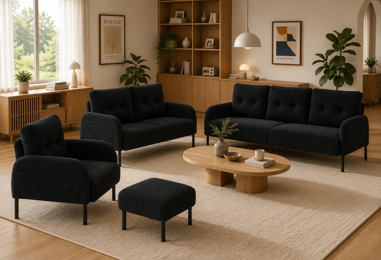LVHOM Sofa Polstergarnitur, Sicher, komfortabel & multifunktional für Familien, 4 Teile