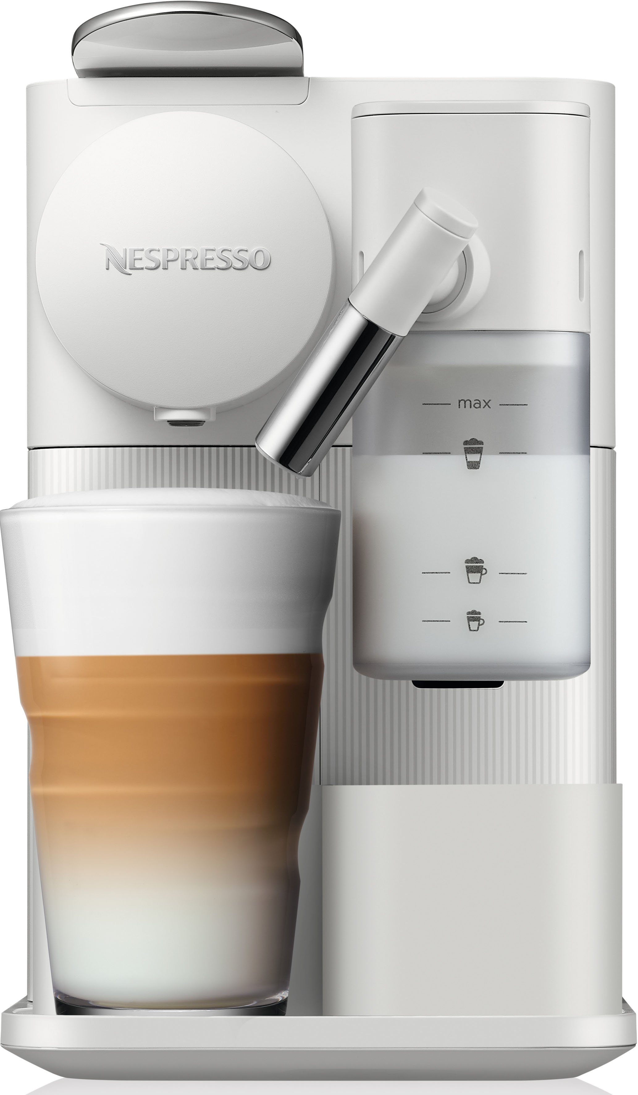 Nespresso Kapselmaschine Willkommenspaket 7 mit inkl. Lattissima von One EN510.W DeLonghi, Kapseln White,