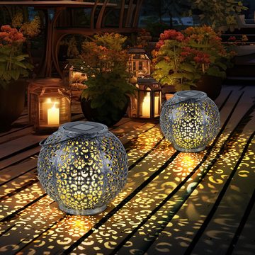 Expo Börse LED Kugelleuchte, Leuchtmittel inklusive, Warmweiß, Solarlampe Hängeleuchte Tischlampe Gartendeko LED 2er Set