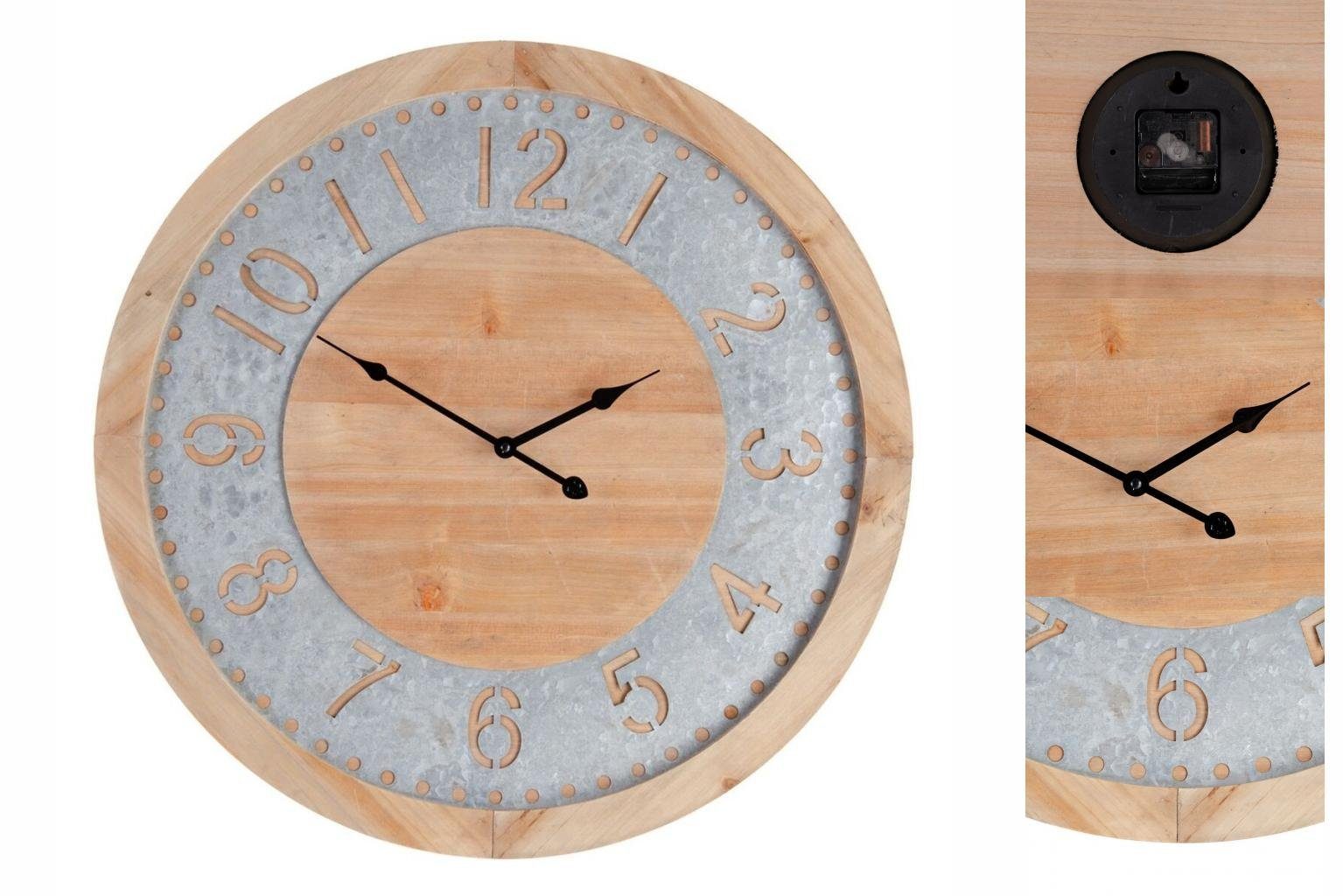 Bigbuy Uhr Wanduhr natürlich Tannenholz 60 x 4,5 x 60 cm