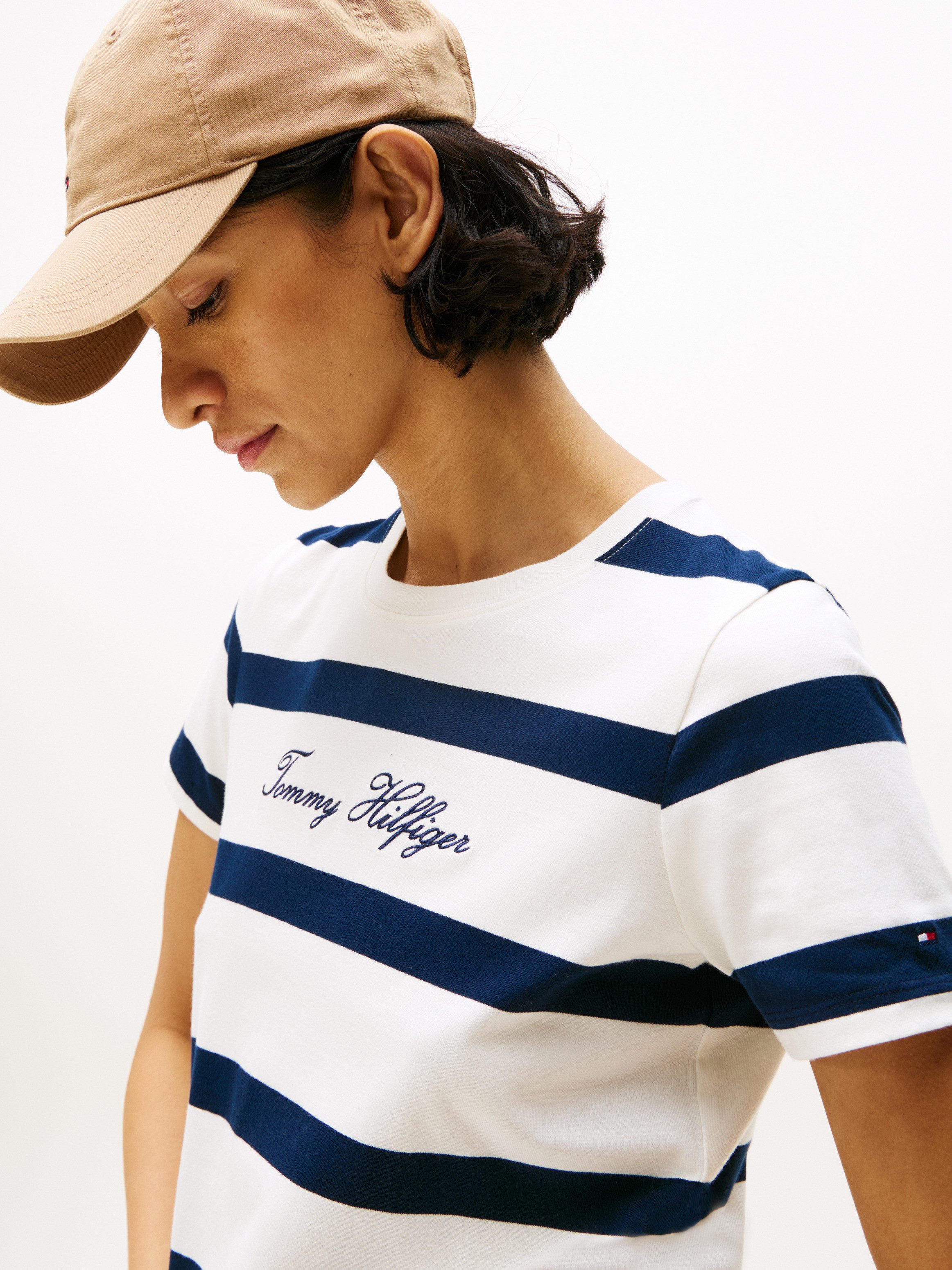 Tommy Hilfiger Kurzarmshirt SCRIPT REG C-NK SS T-SHIRT Baumwolle