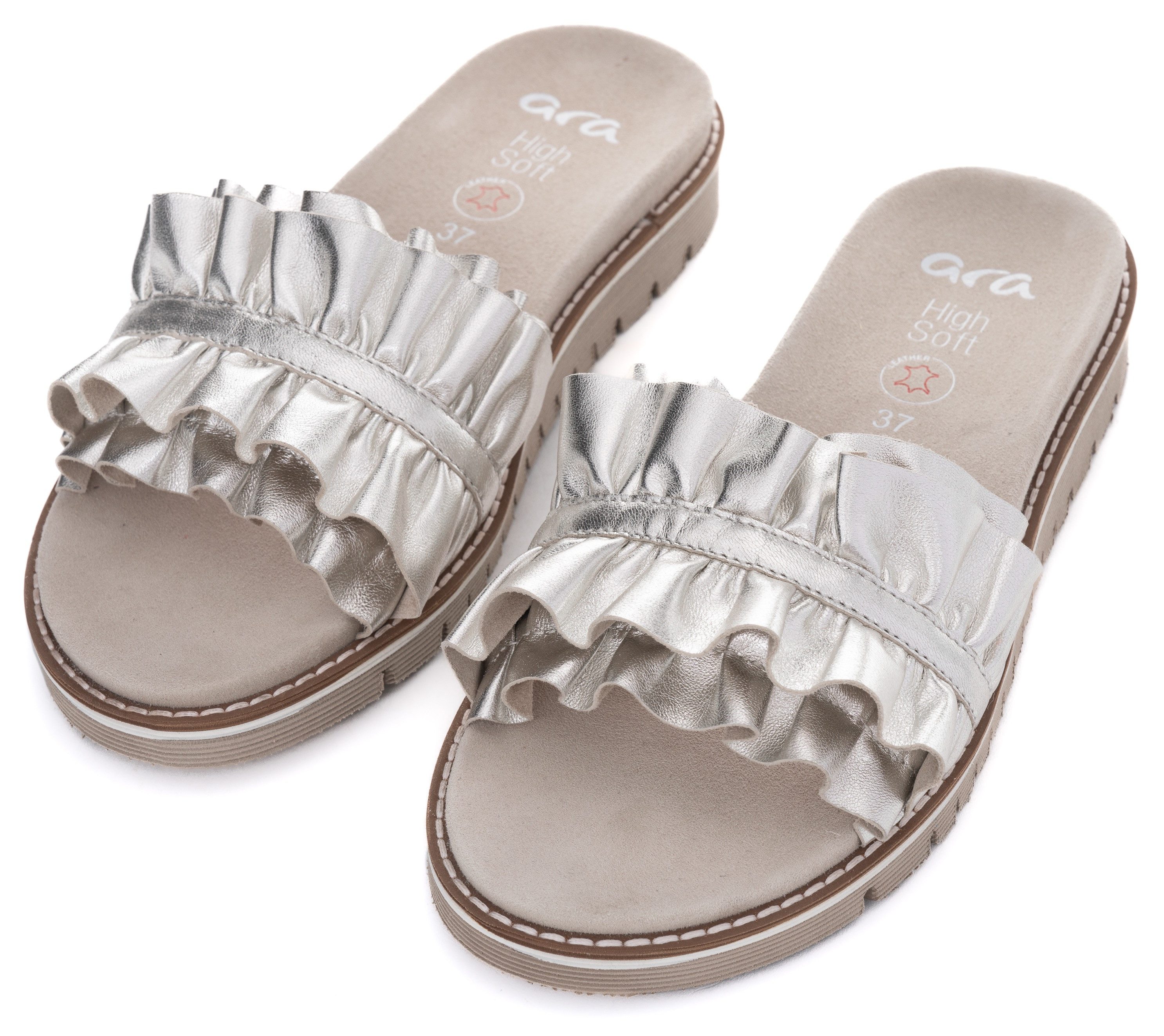 Ara KENT Pantolette, Slides, Flats, Sandale mit geraffter Bandage günstig online kaufen