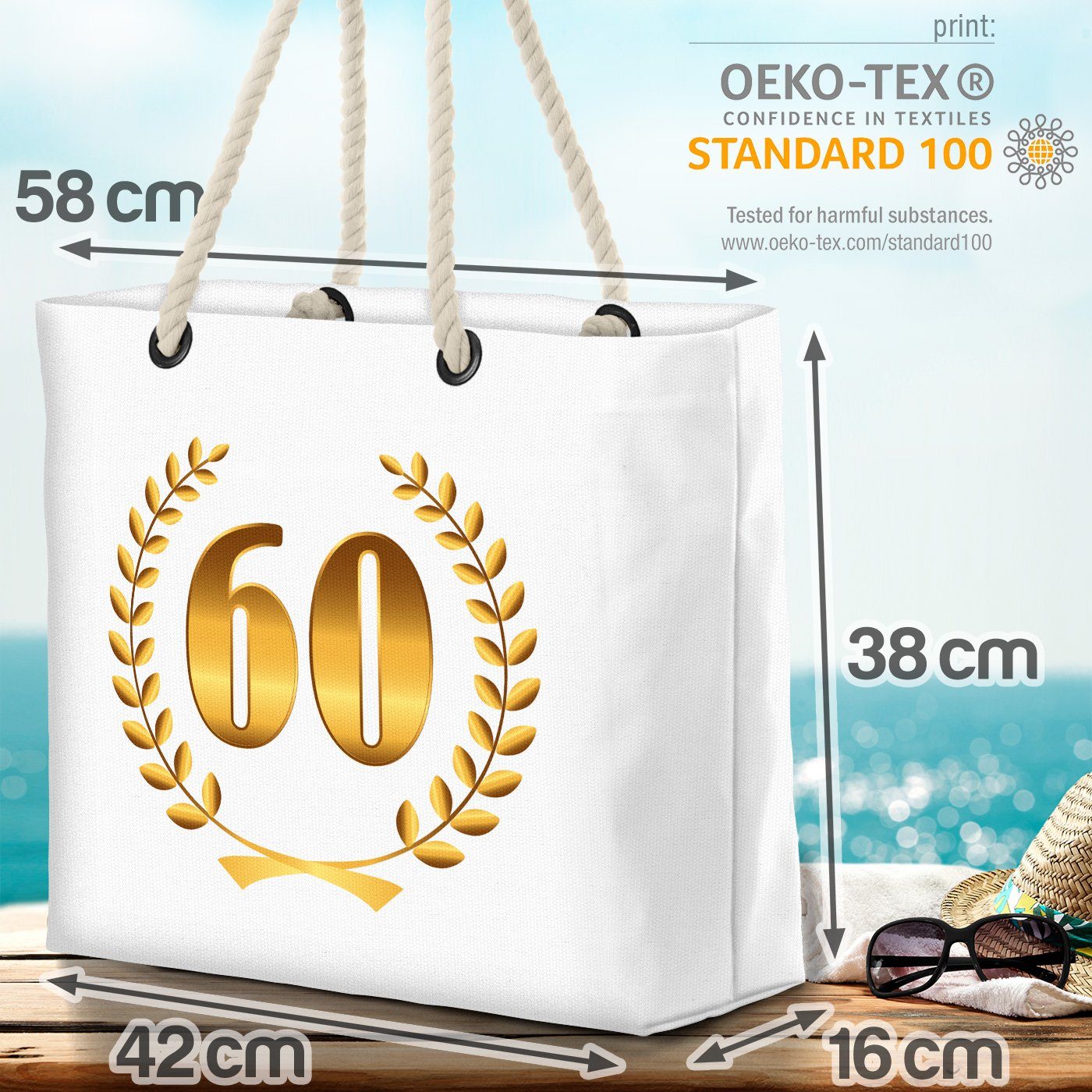 VOID Strandtasche (1-tlg), Hochzeit Jahre 60 Kranz Jahre Geburtstag Geburtstag Jubiläum Jubiläum