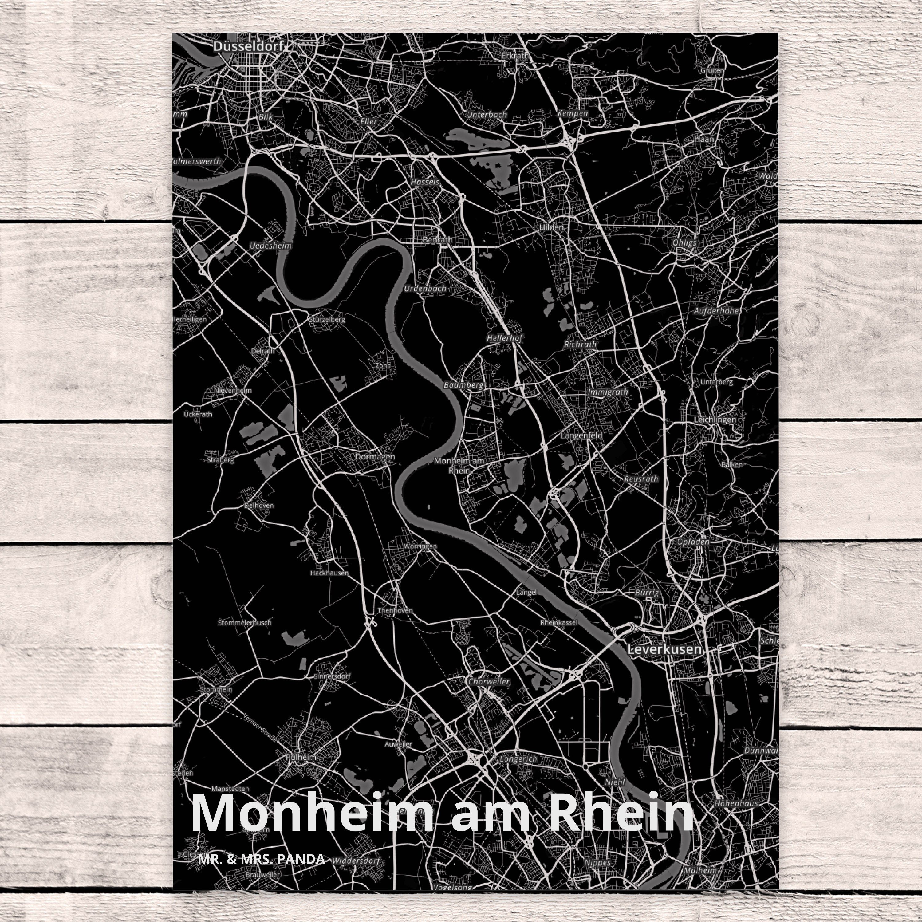 Mr. & Mrs. Panda - Ort, Dankeskarte, Rhein Postkarte Ei Geschenk, Dorf, Monheim Stadt, am Karte