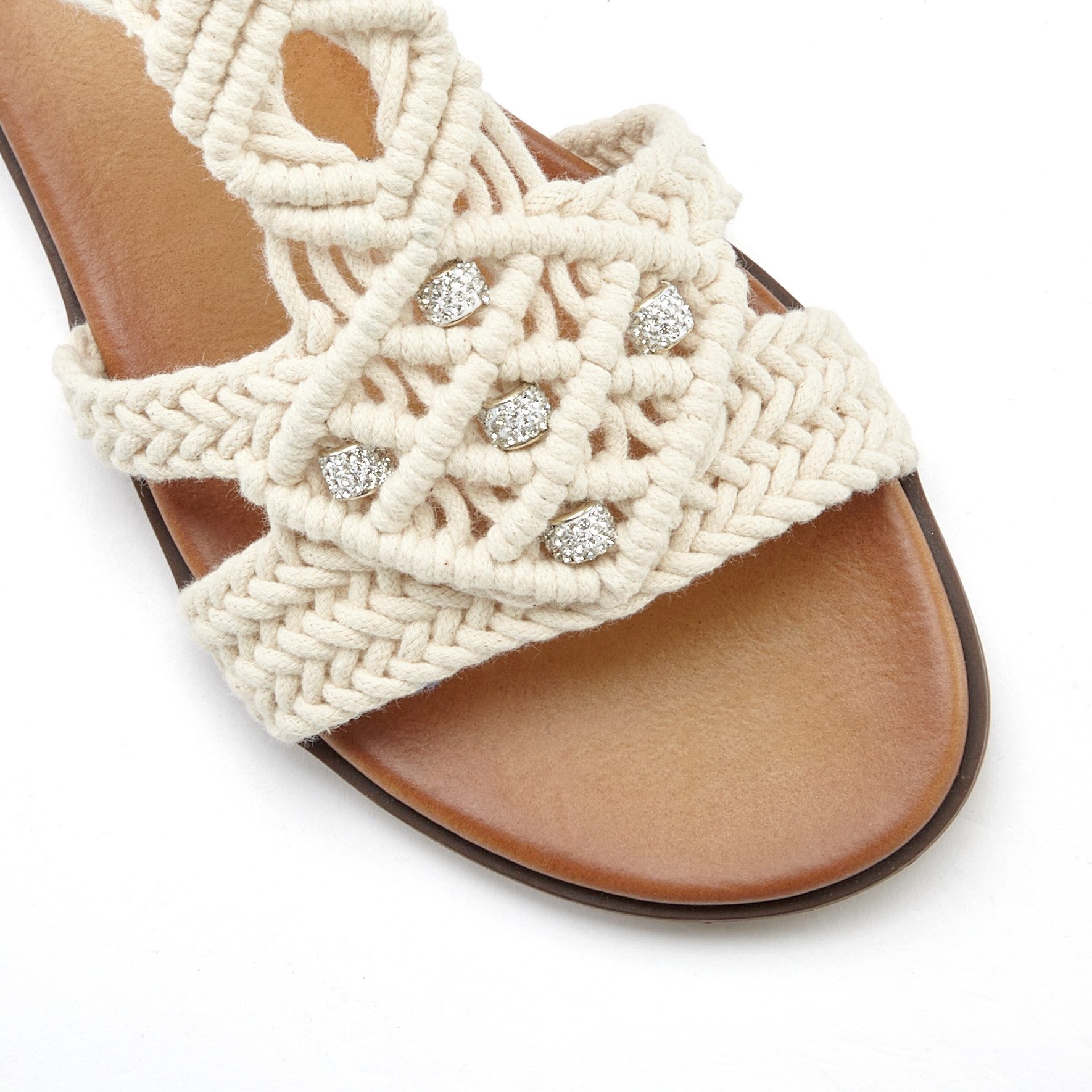 LASCANA Sommerschuh, offener Schuh, Pantolette, Sandale in trendiger Häkeloptik, Glitzerdetails und elastischen Riemchen