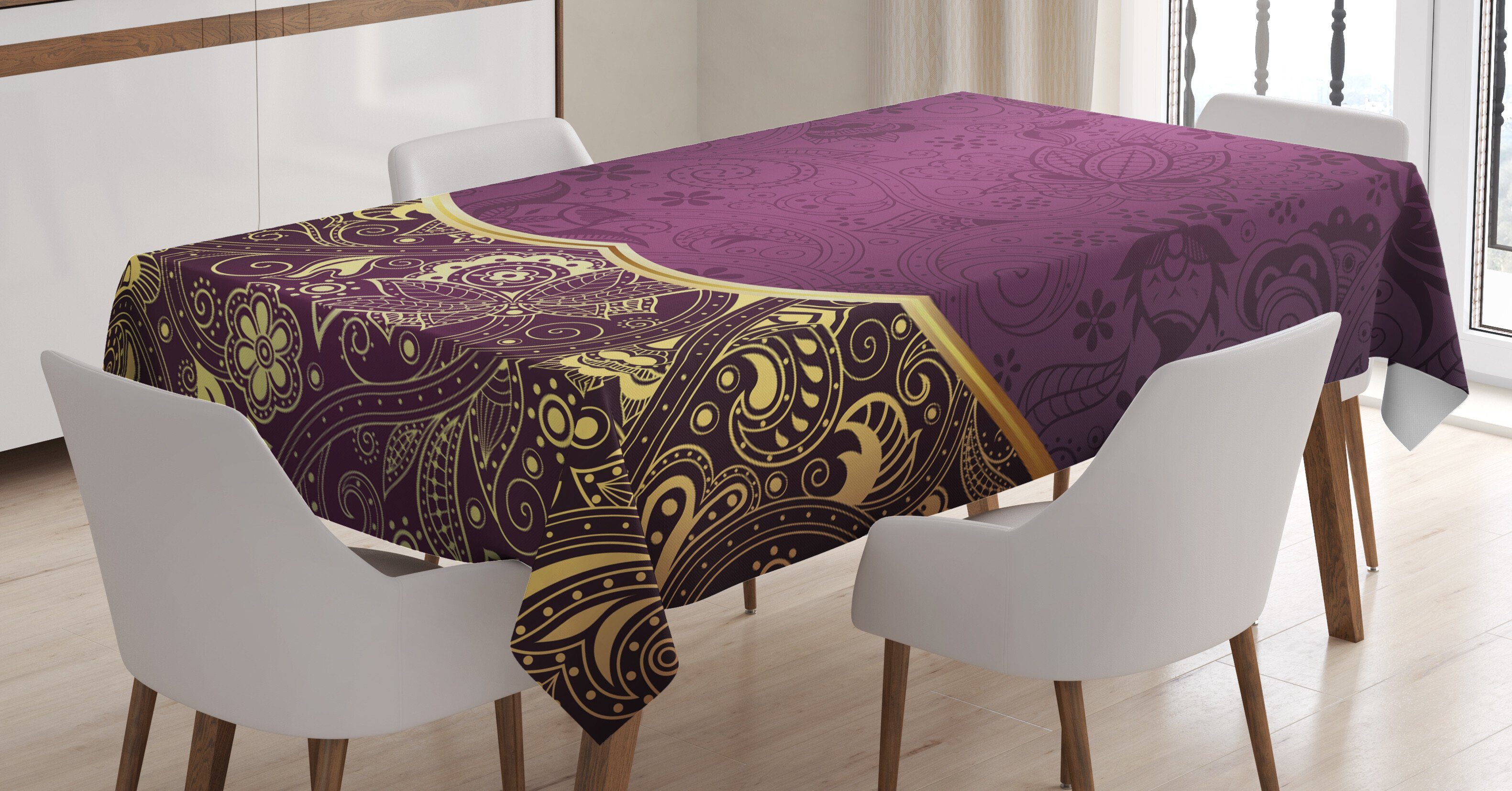 Abakuhaus Tischdecke Farbfest Waschbar Für den Außen Bereich geeignet Klare Farben, orientalisch Oriental Blumenwirbel | Tischdecken