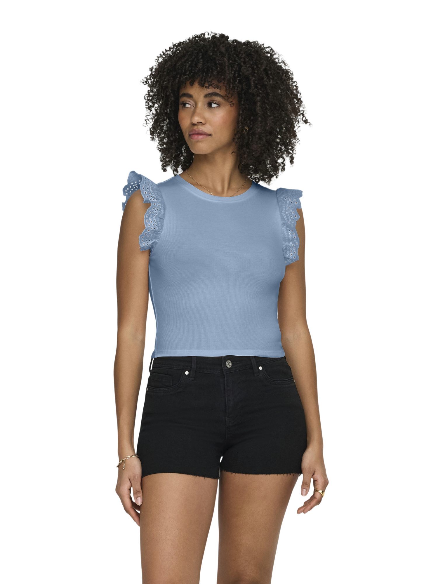 ONLY Tanktop 2027 2_SPRING2 blau,Casual,Baumwolle,Unifarben,Rundhals,Ärmellos,Casual Fit