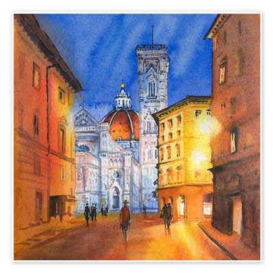 Posterlounge Poster Editors Choice, Piazza del Duomo in Florenz, Italien, Malerei