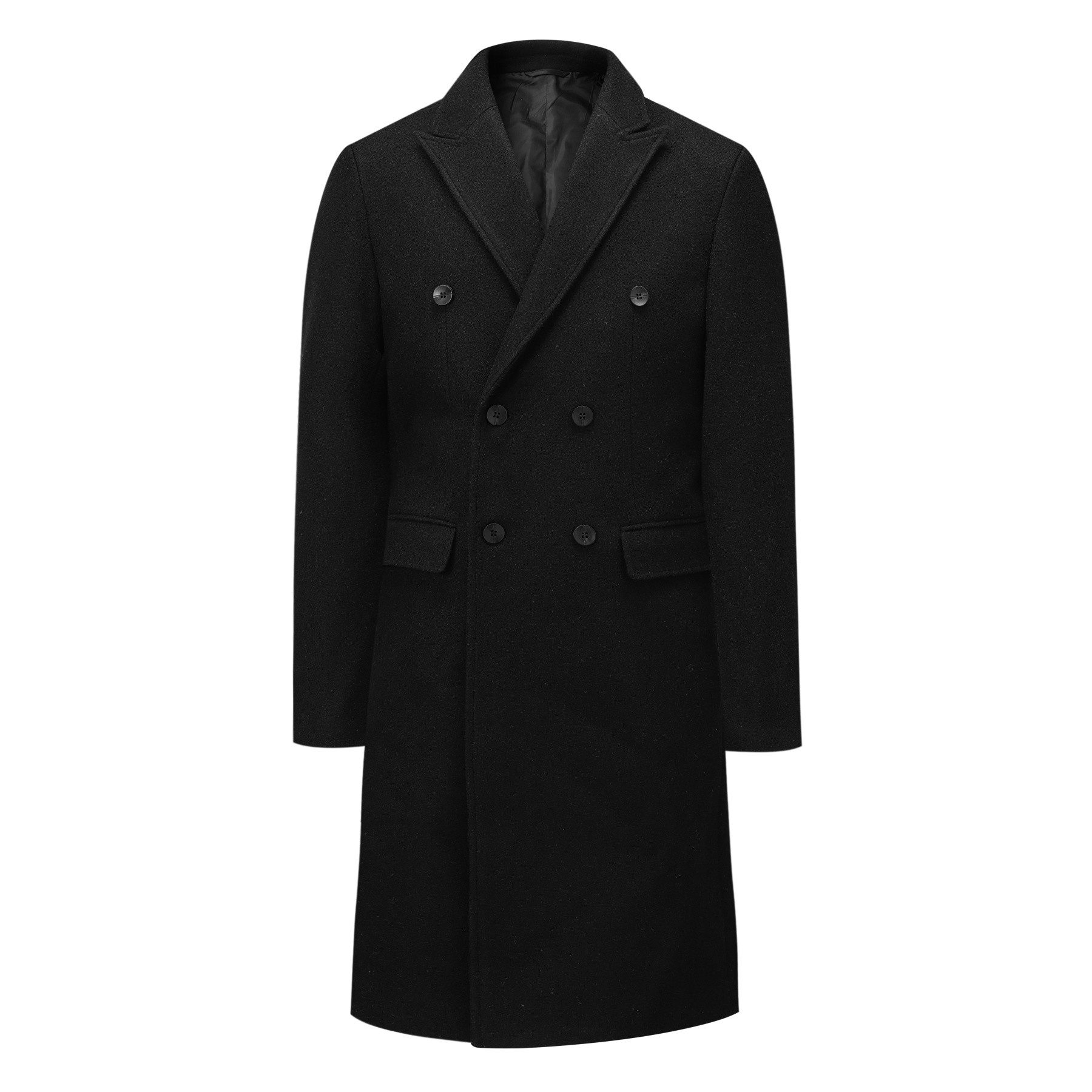 Allthemen Wollmantel Herren Knielang Zweireihig Langmantel Winter Herrenmantel Slim Fit